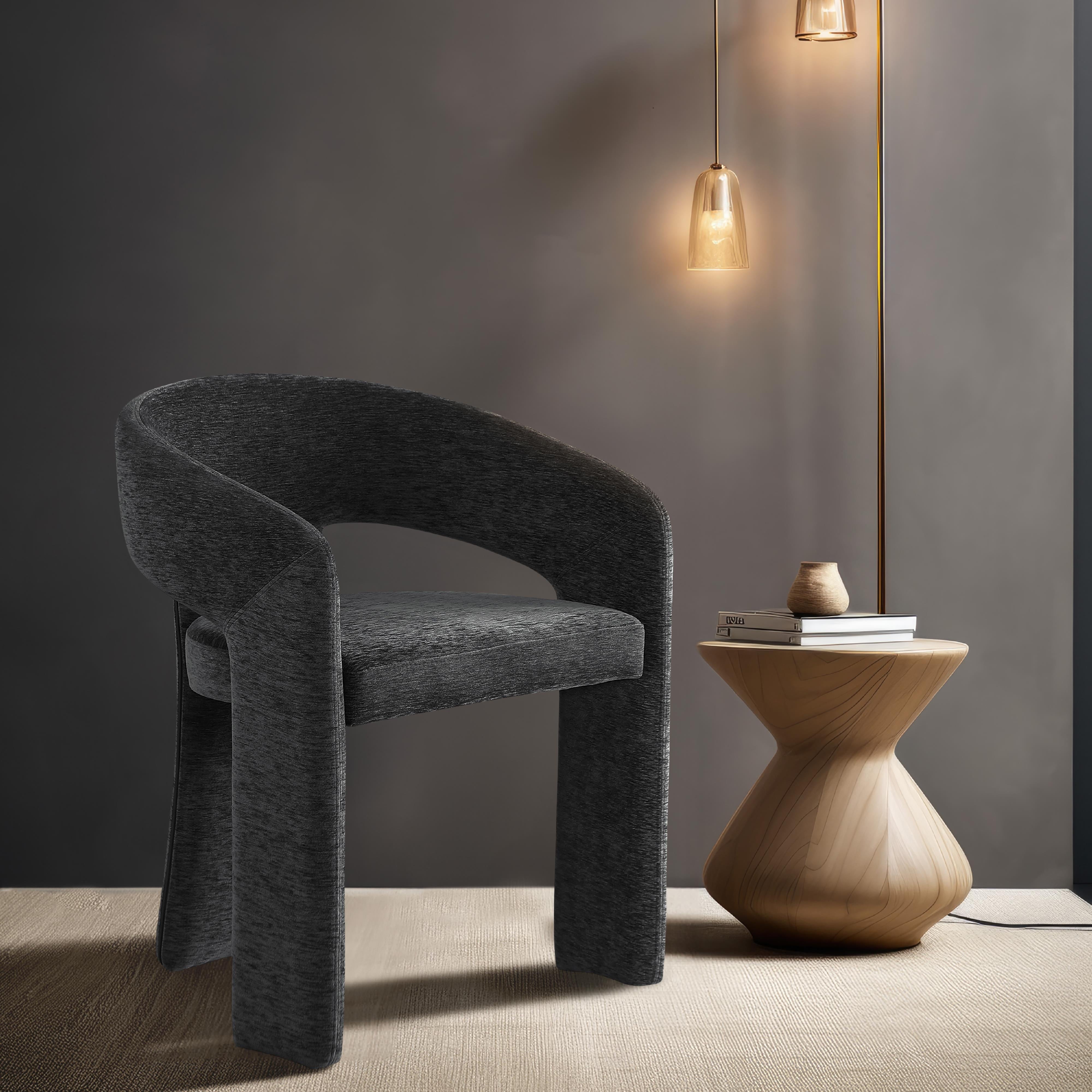 Meridian Rendition Black Plush Fabric Dining Chair