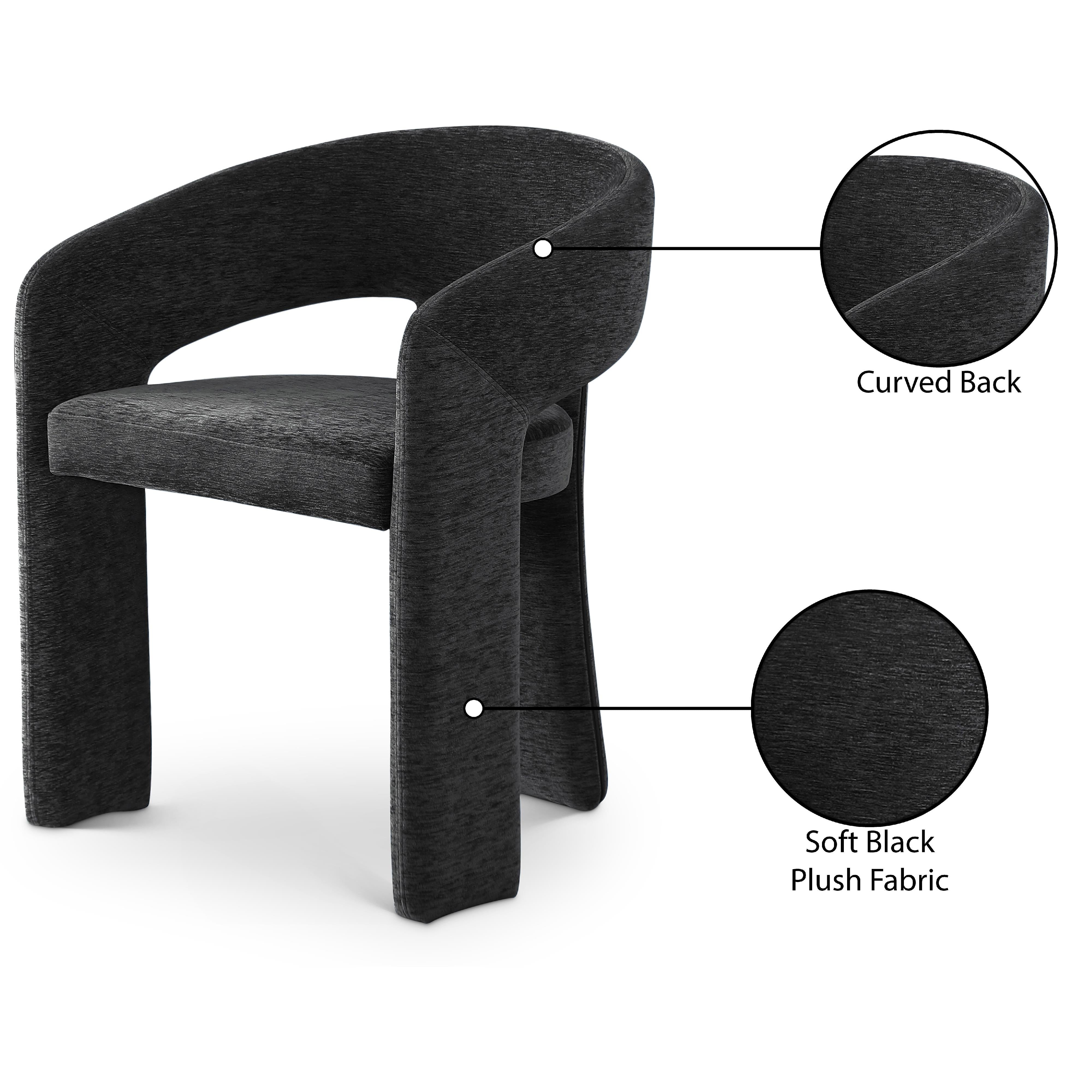 Meridian Rendition Black Plush Fabric Dining Chair