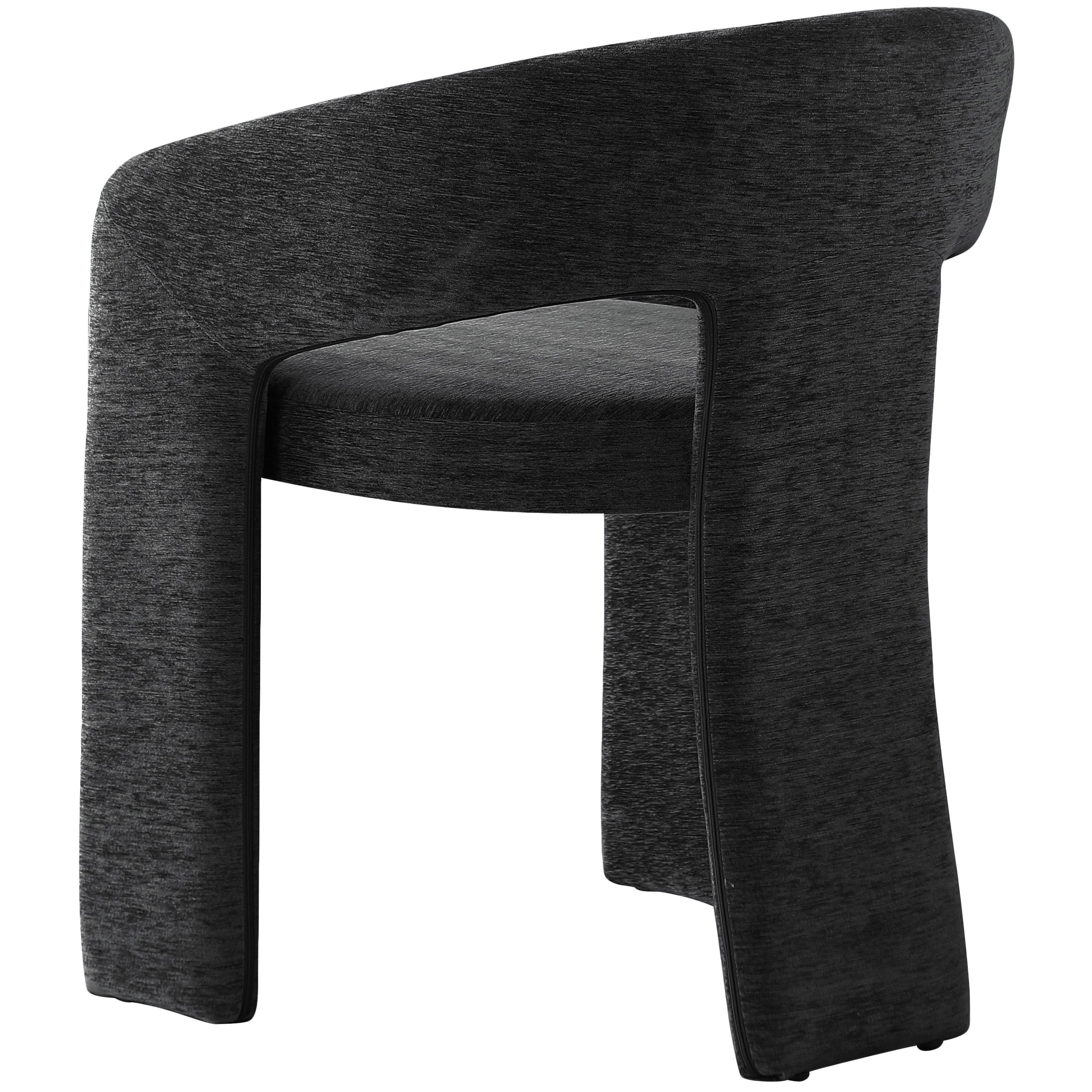 Meridian Rendition Black Plush Fabric Dining Chair