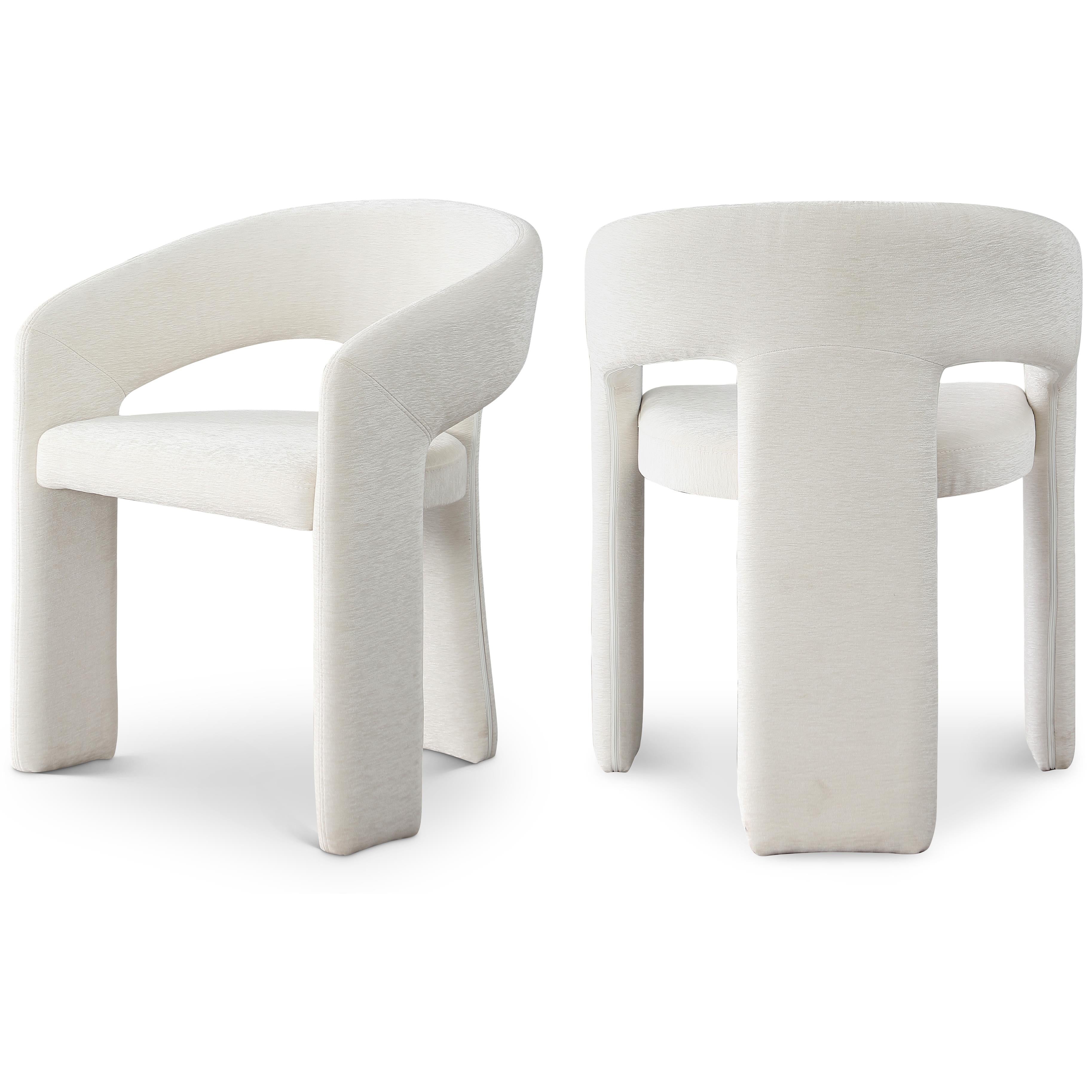 Meridian Rendition Cream Plush Fabric Dining Chair