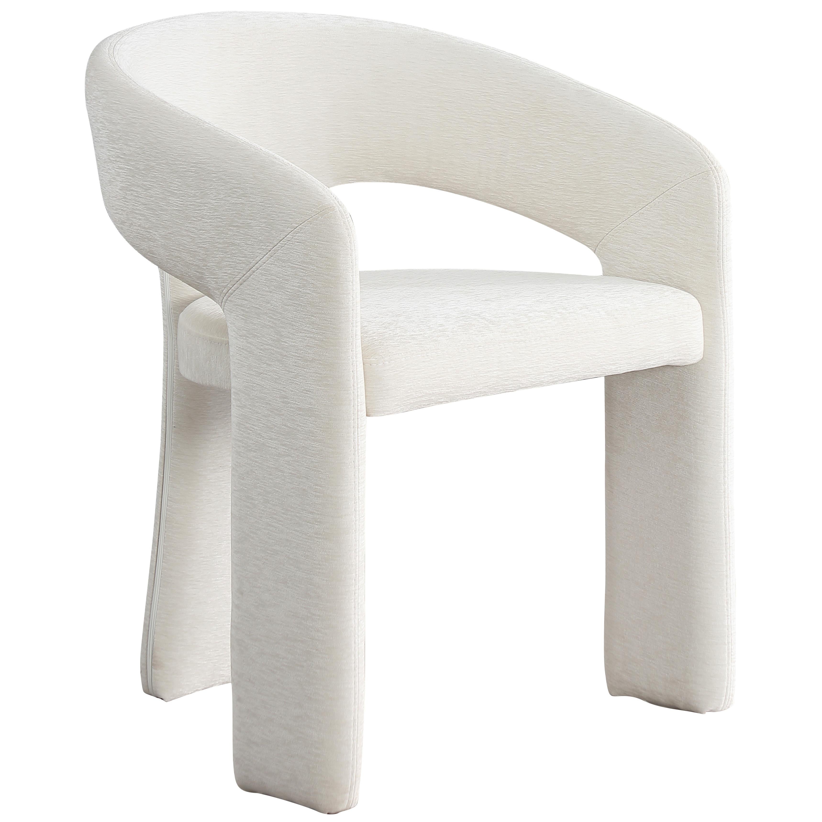 Meridian Rendition Cream Plush Fabric Dining Chair