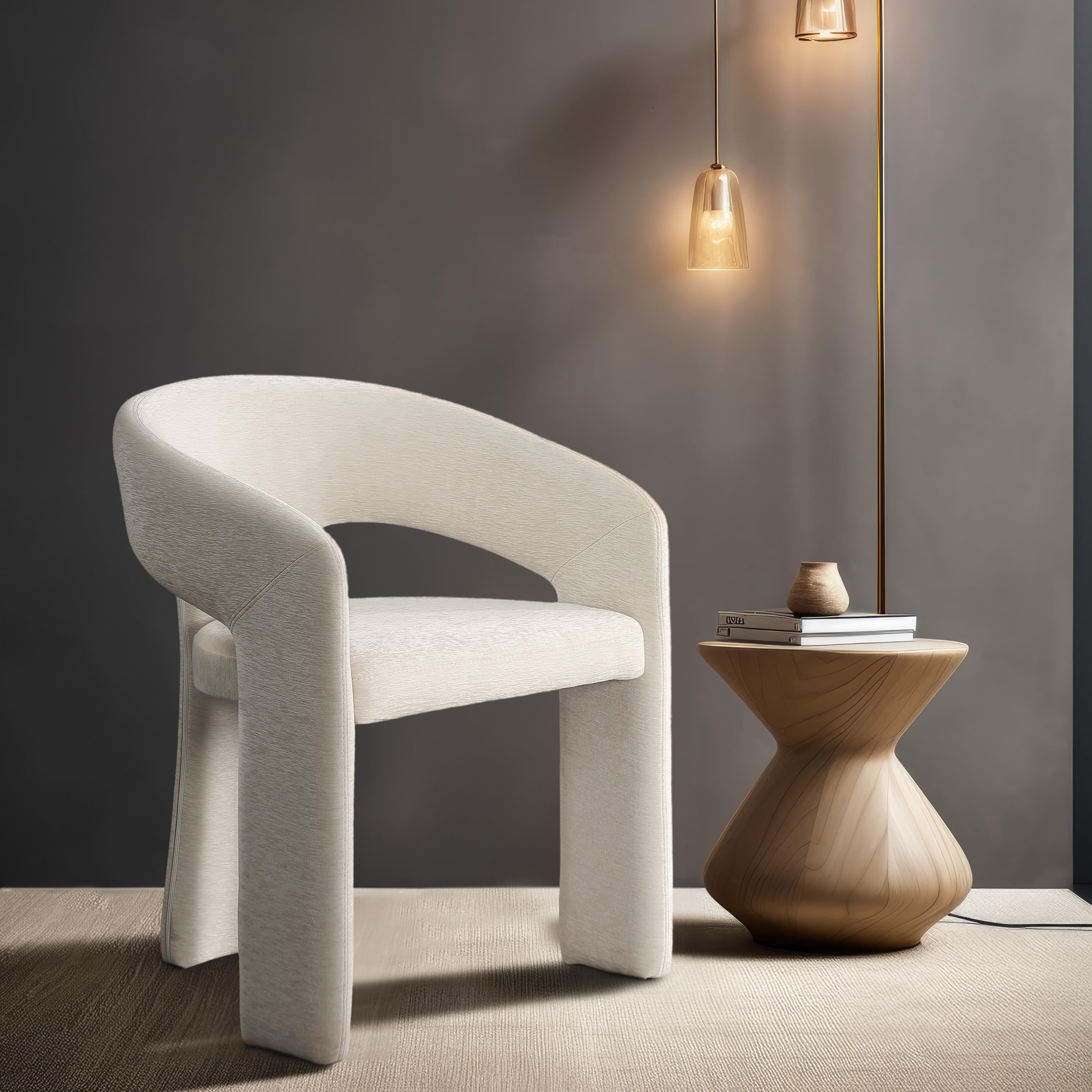 Meridian Rendition Cream Plush Fabric Dining Chair