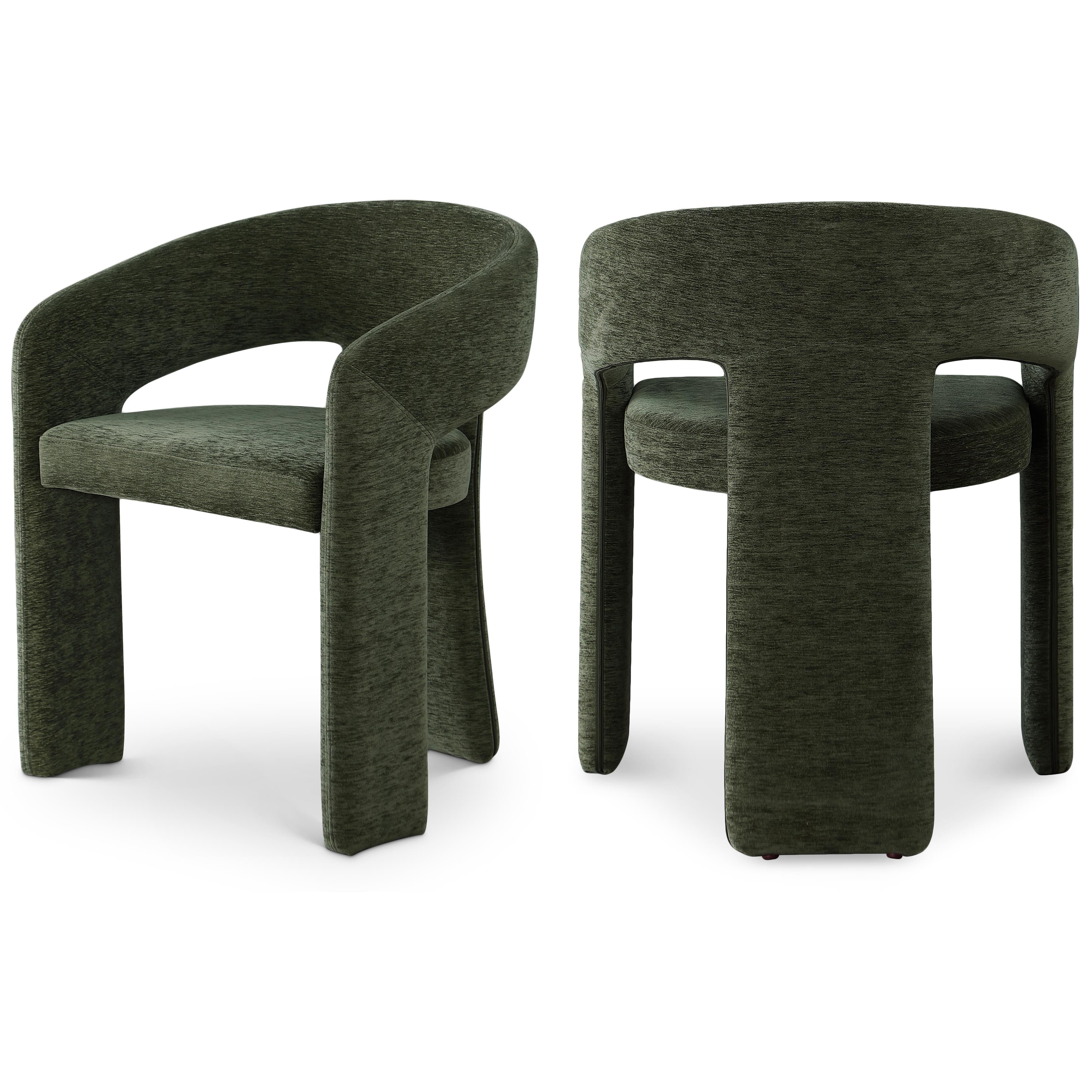 Meridian Rendition Green Plush Fabric Dining Chair
