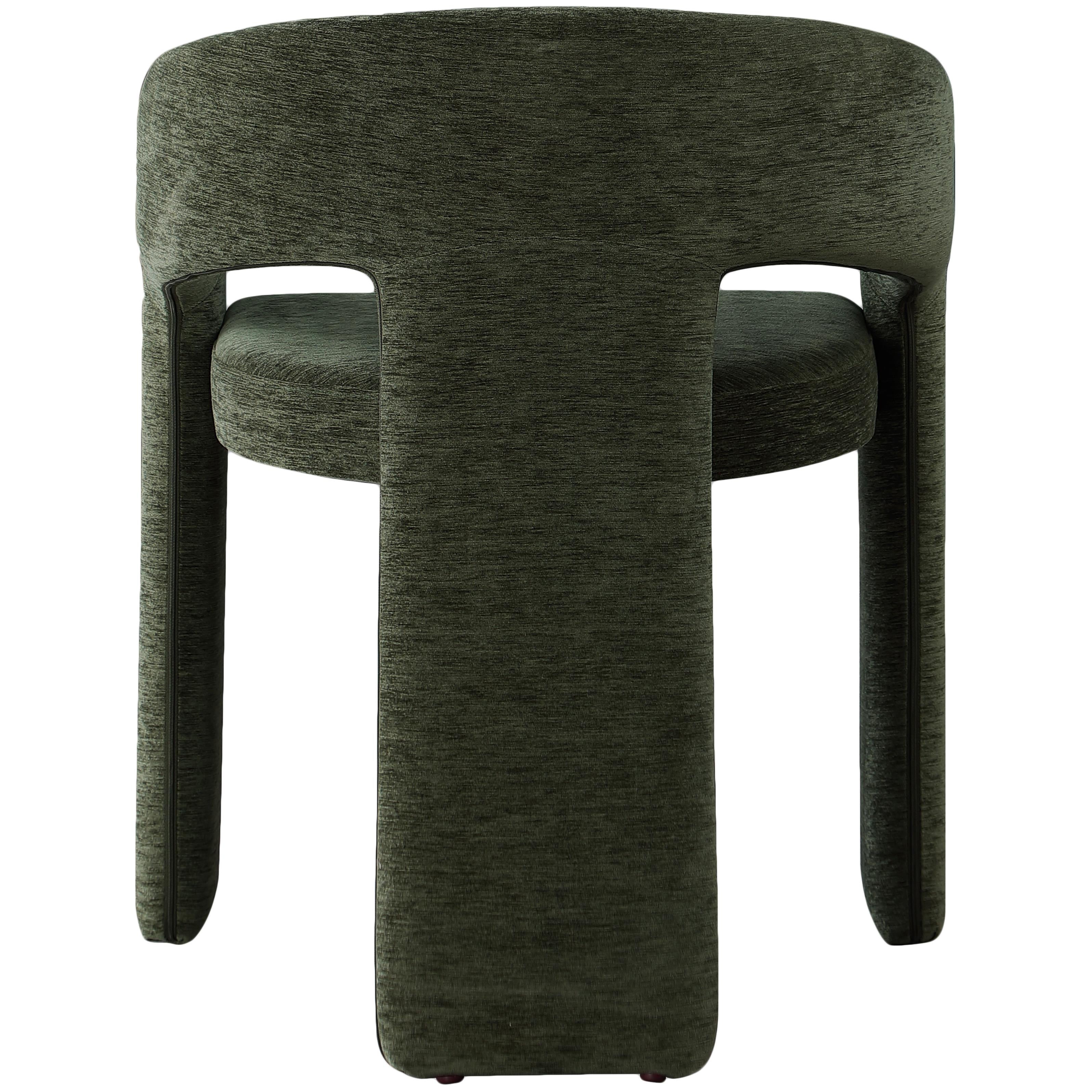 Meridian Rendition Green Plush Fabric Dining Chair