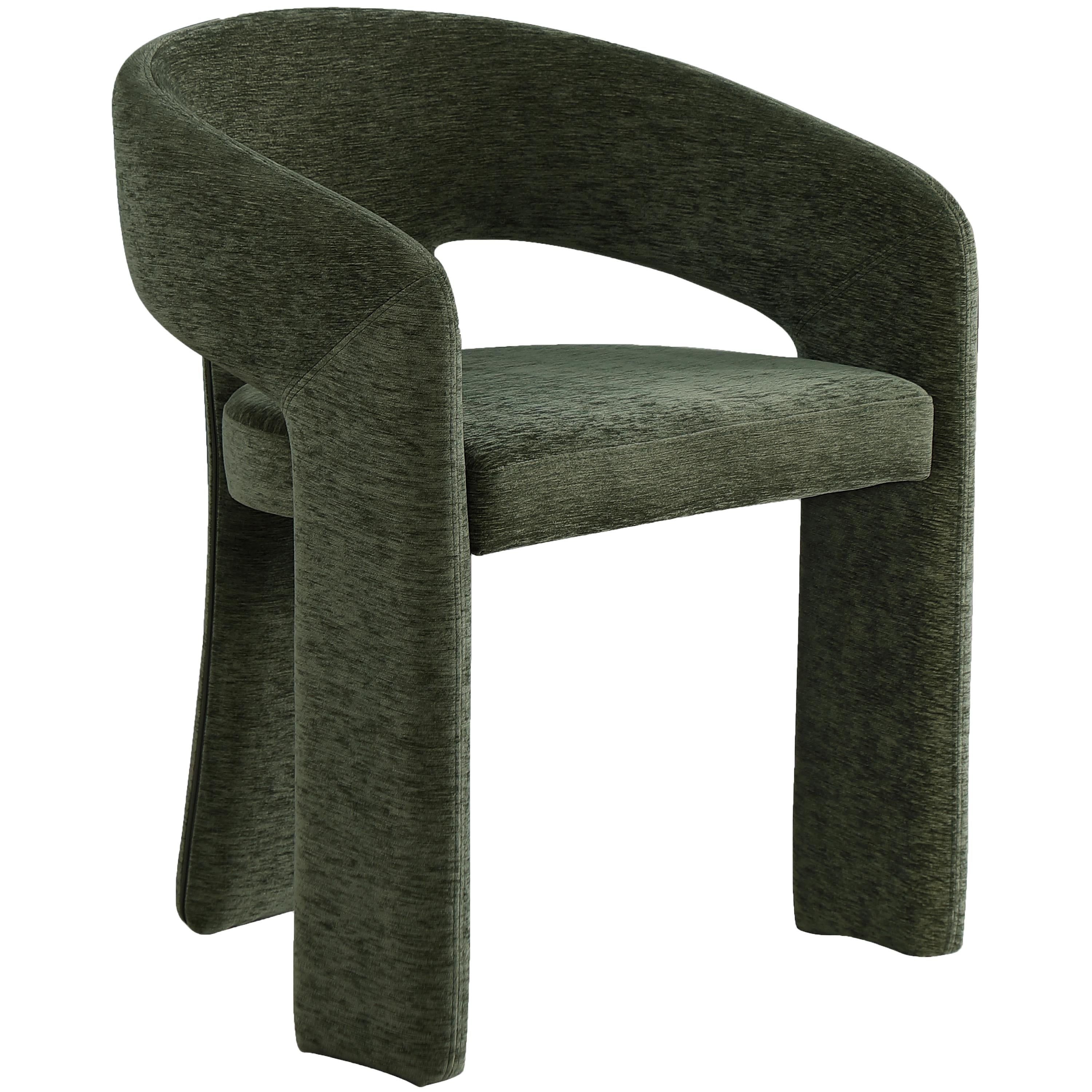 Meridian Rendition Green Plush Fabric Dining Chair