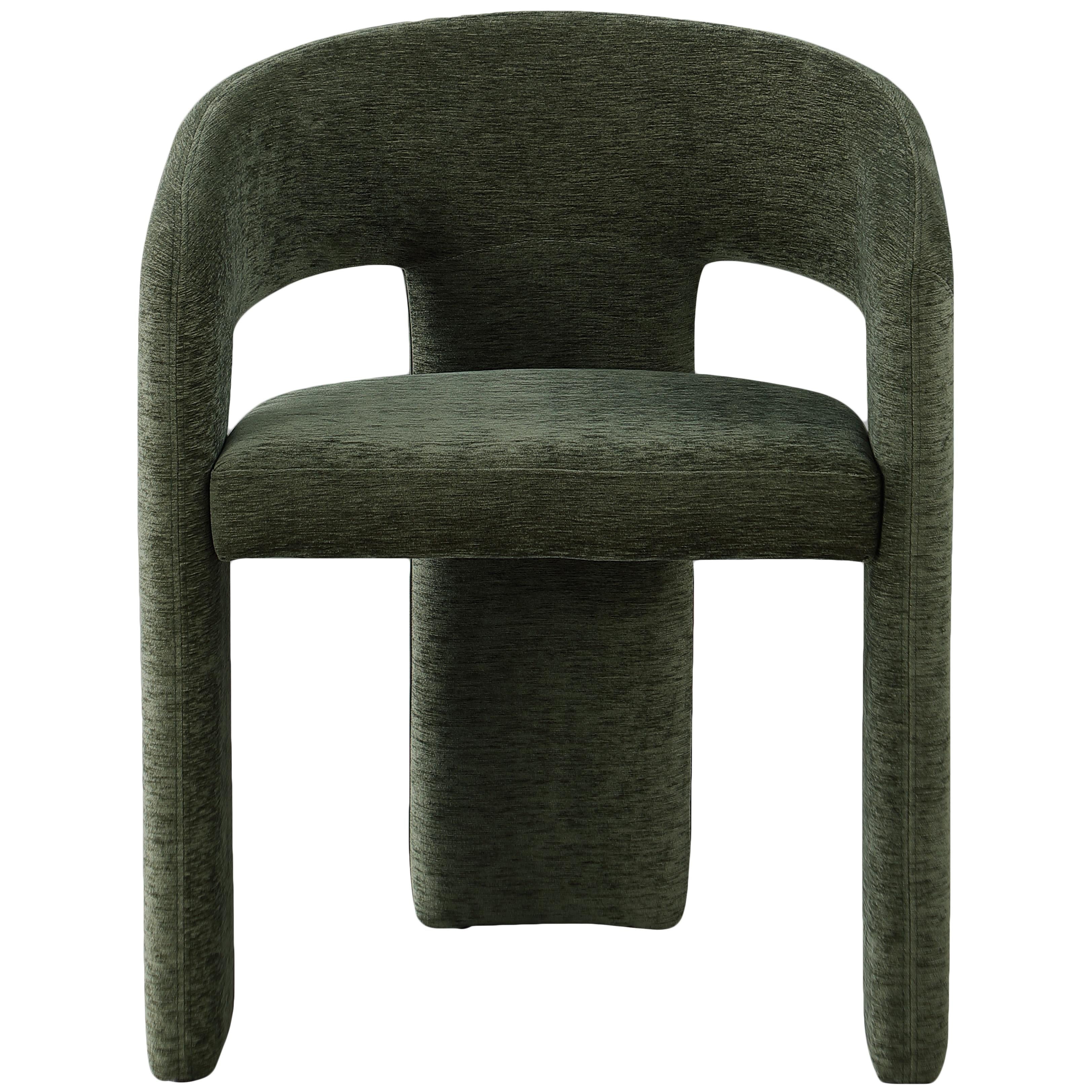 Meridian Rendition Green Plush Fabric Dining Chair