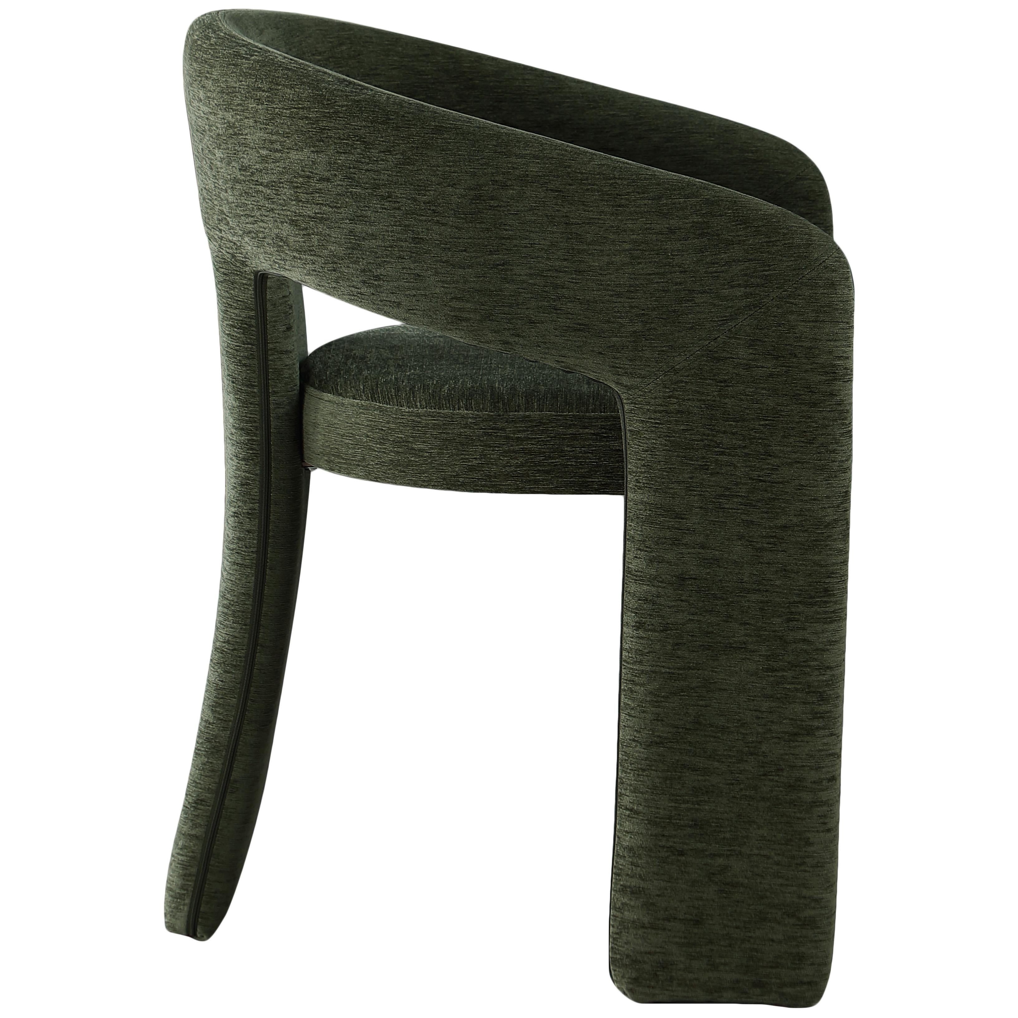Meridian Rendition Green Plush Fabric Dining Chair