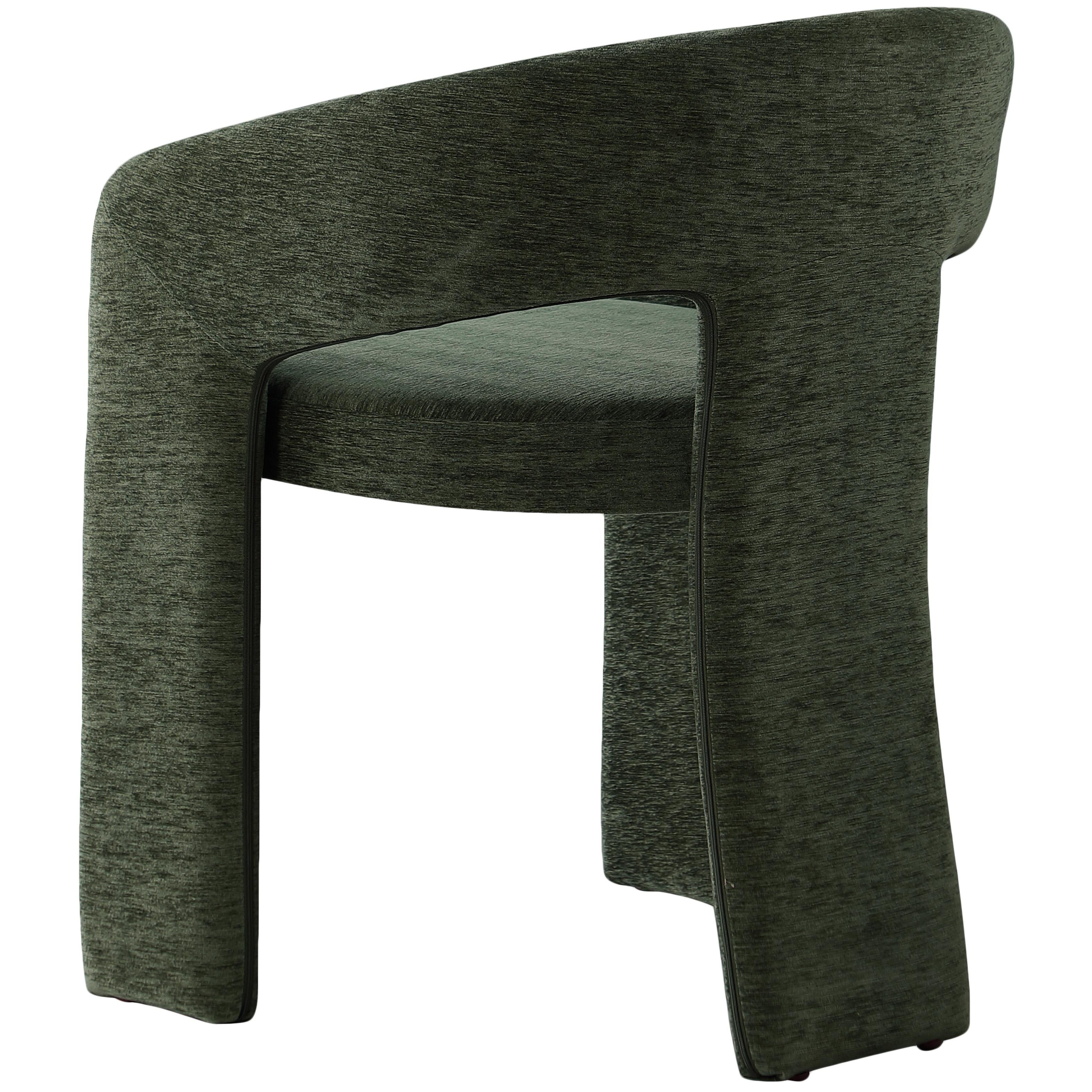 Meridian Rendition Green Plush Fabric Dining Chair