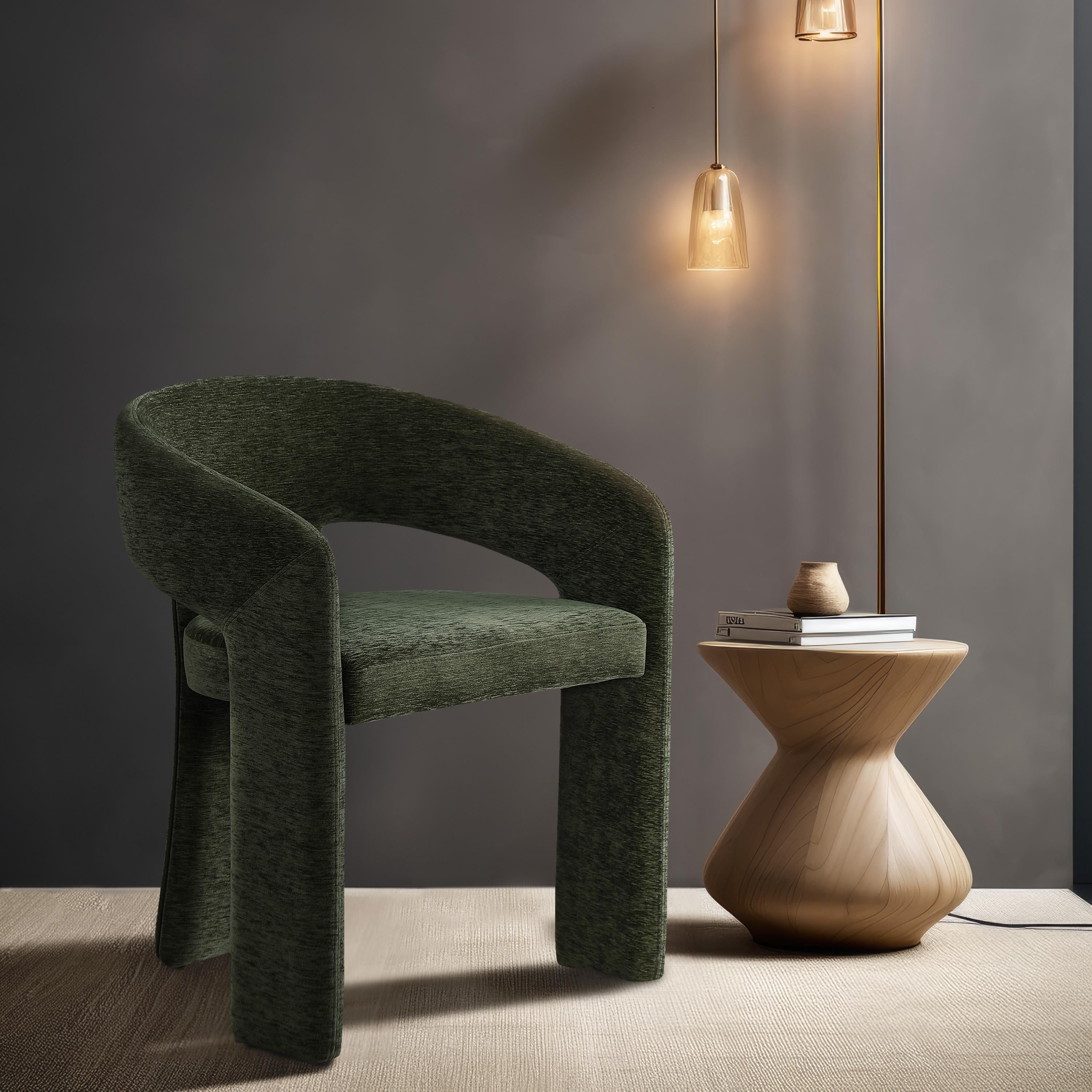 Meridian Rendition Green Plush Fabric Dining Chair