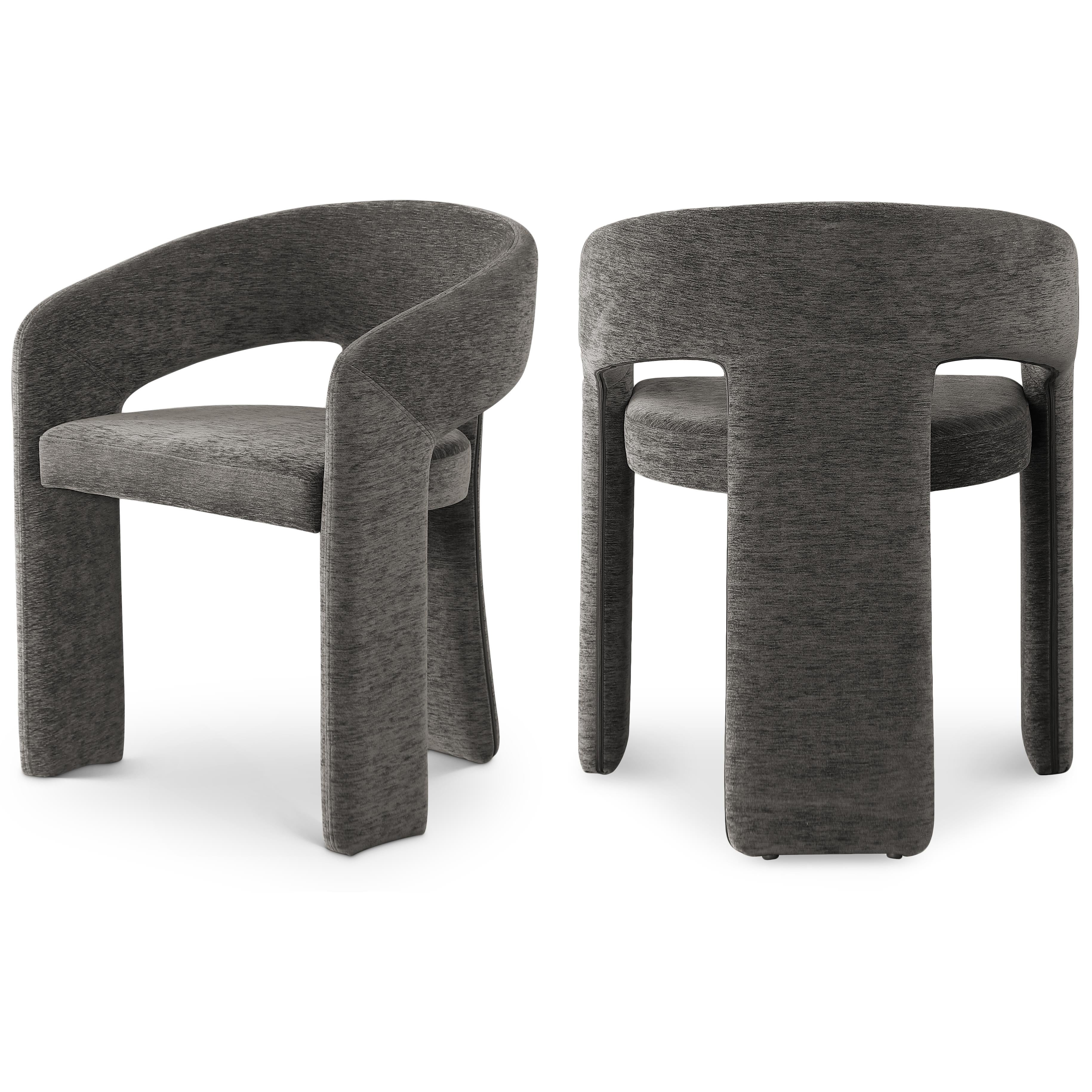 Meridian Rendition Grey Plush Fabric Dining Chair