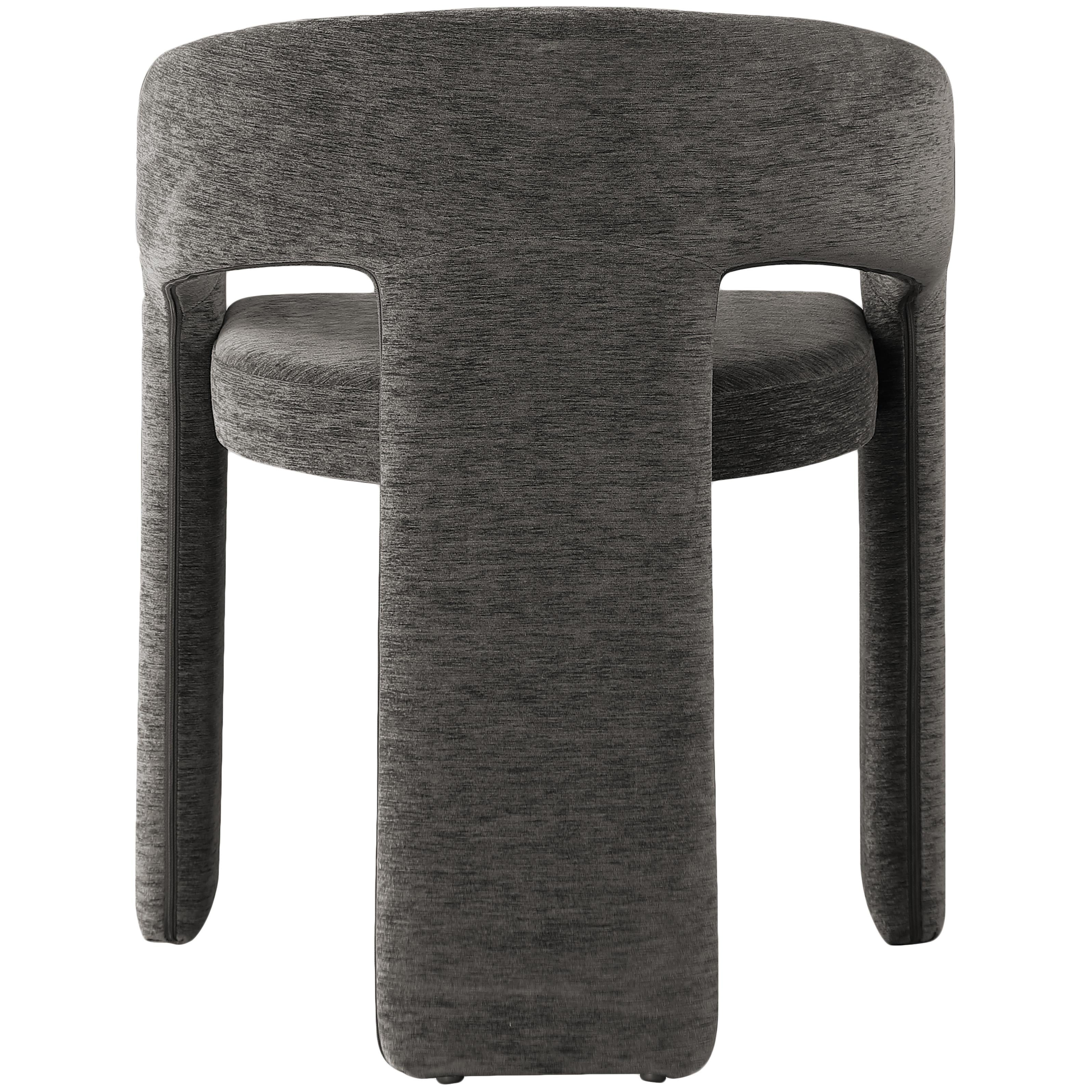 Meridian Rendition Grey Plush Fabric Dining Chair