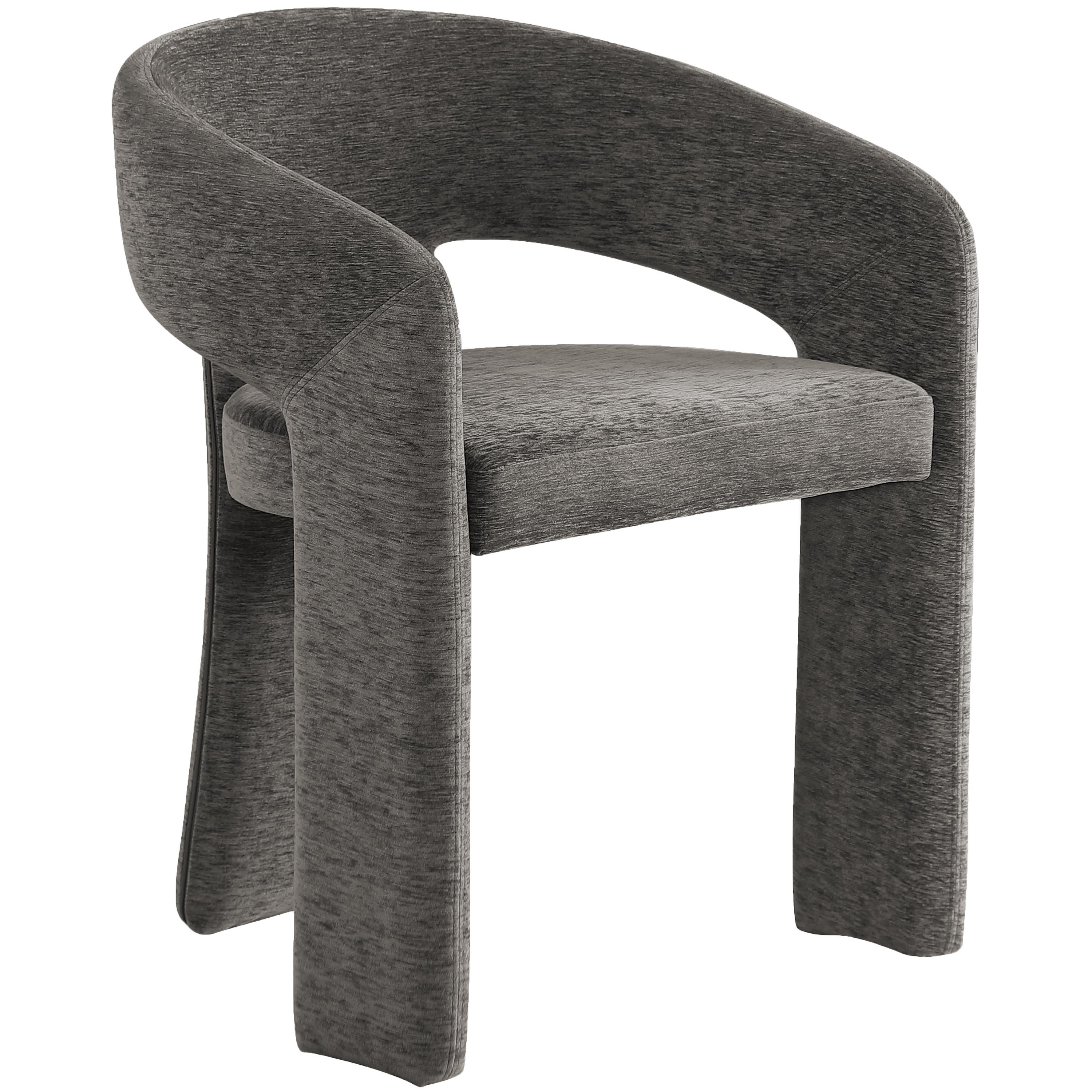 Meridian Rendition Grey Plush Fabric Dining Chair