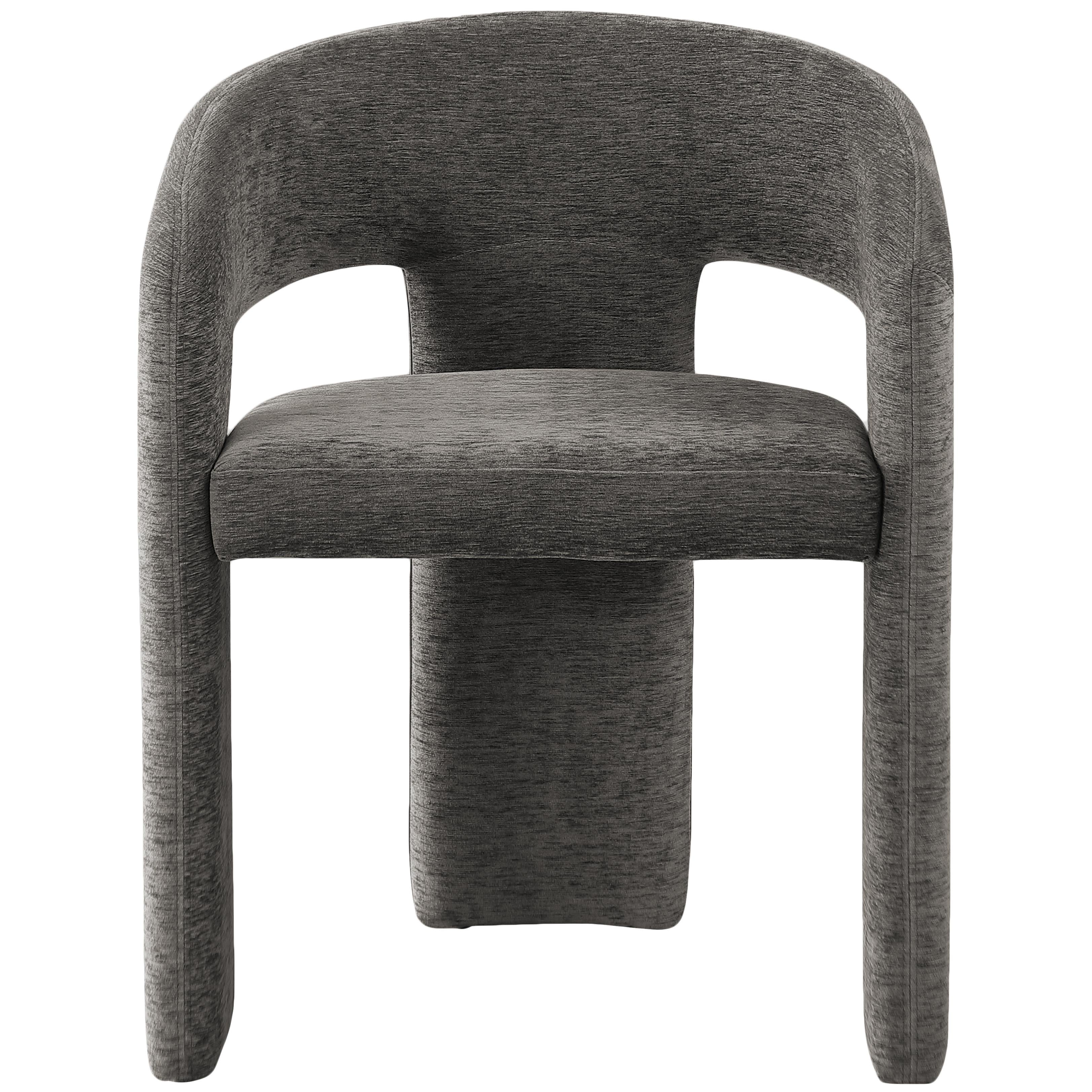 Meridian Rendition Grey Plush Fabric Dining Chair