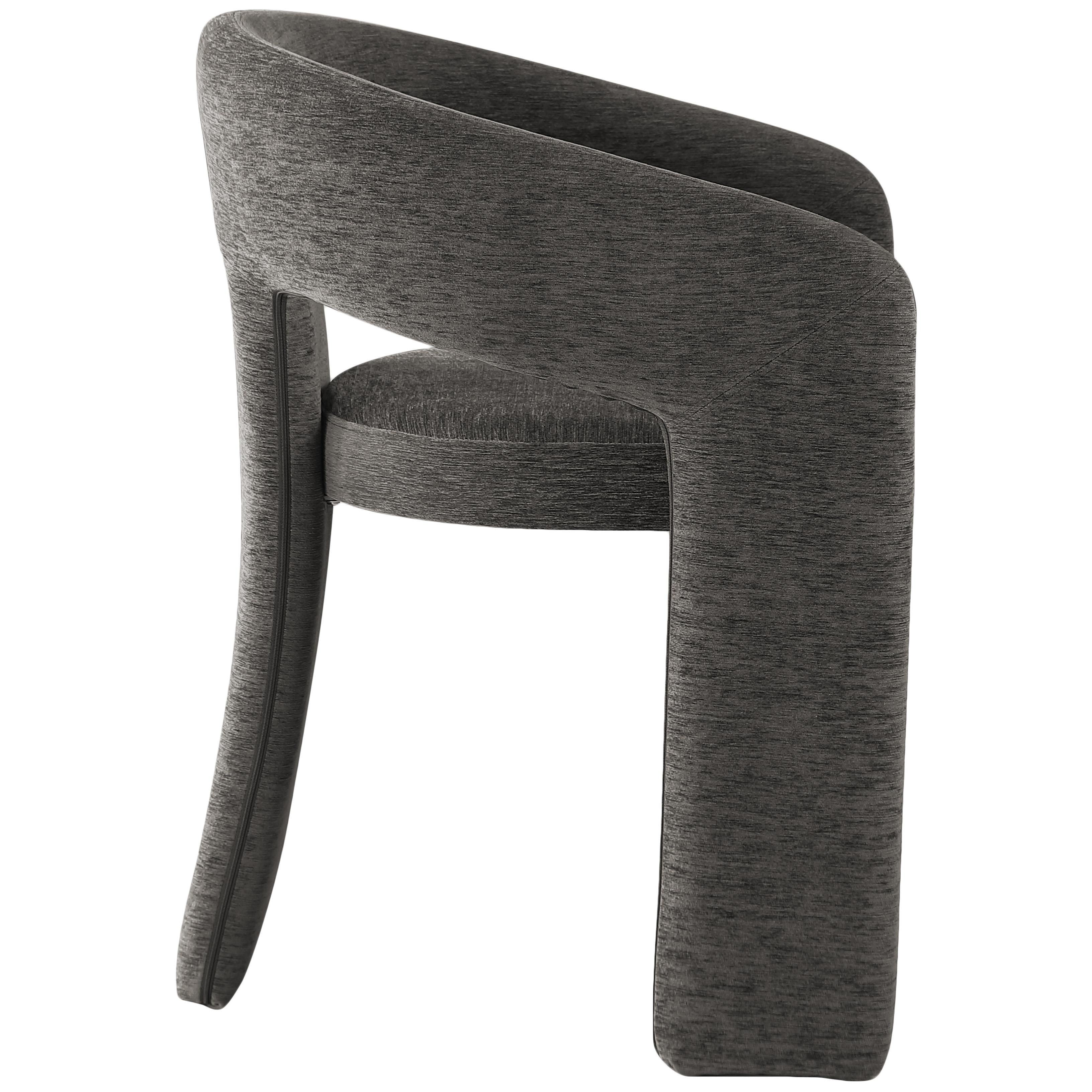Meridian Rendition Grey Plush Fabric Dining Chair