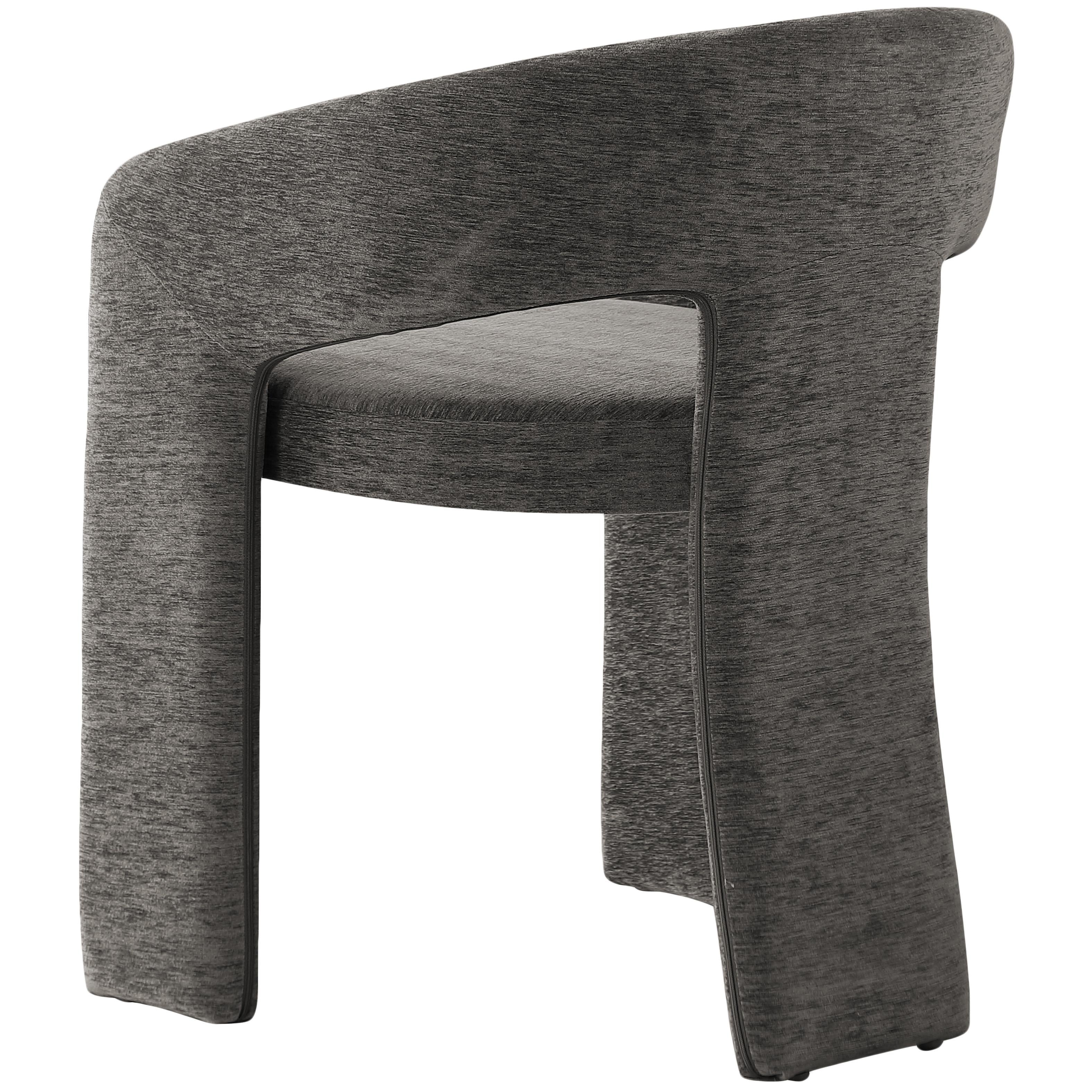 Meridian Rendition Grey Plush Fabric Dining Chair