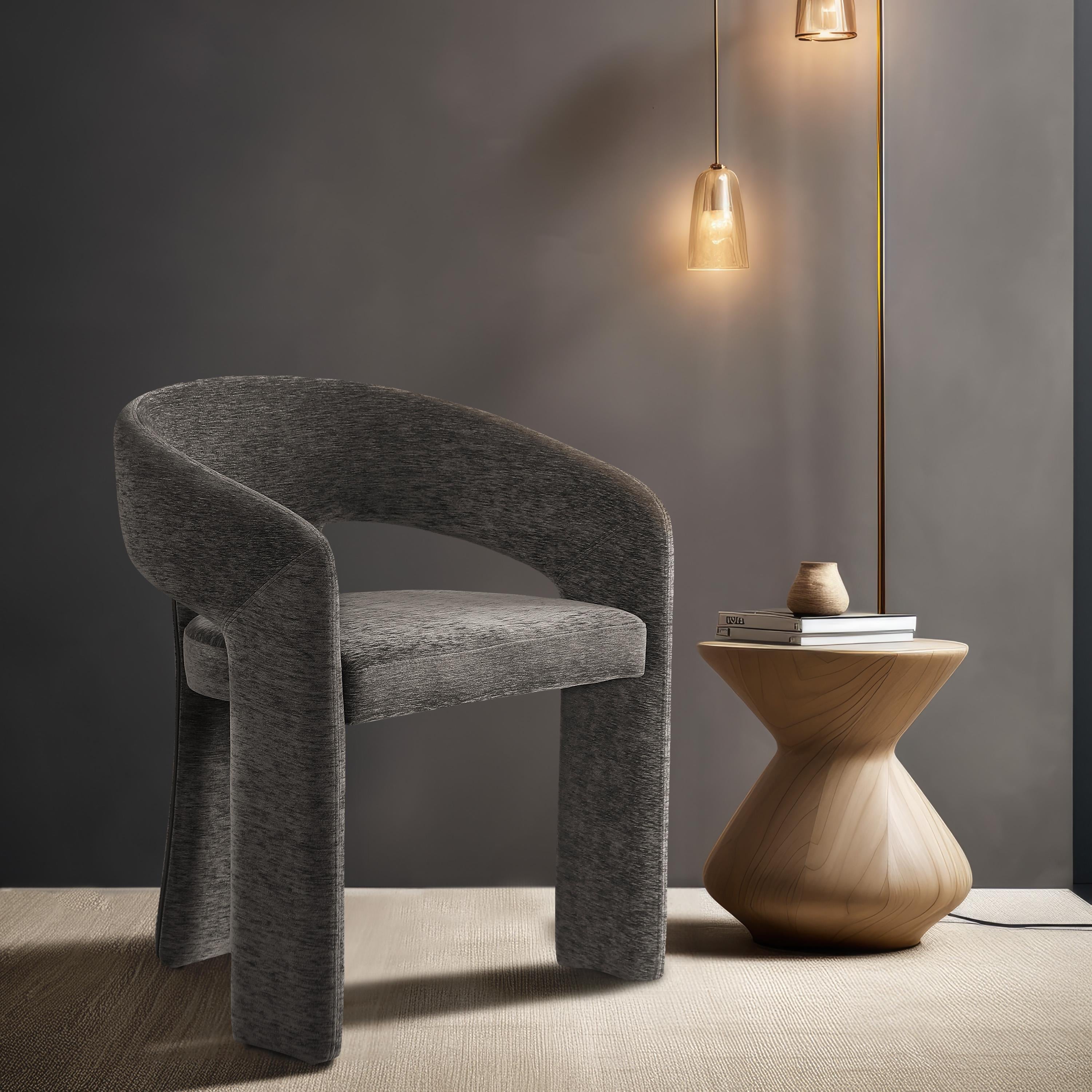 Meridian Rendition Grey Plush Fabric Dining Chair