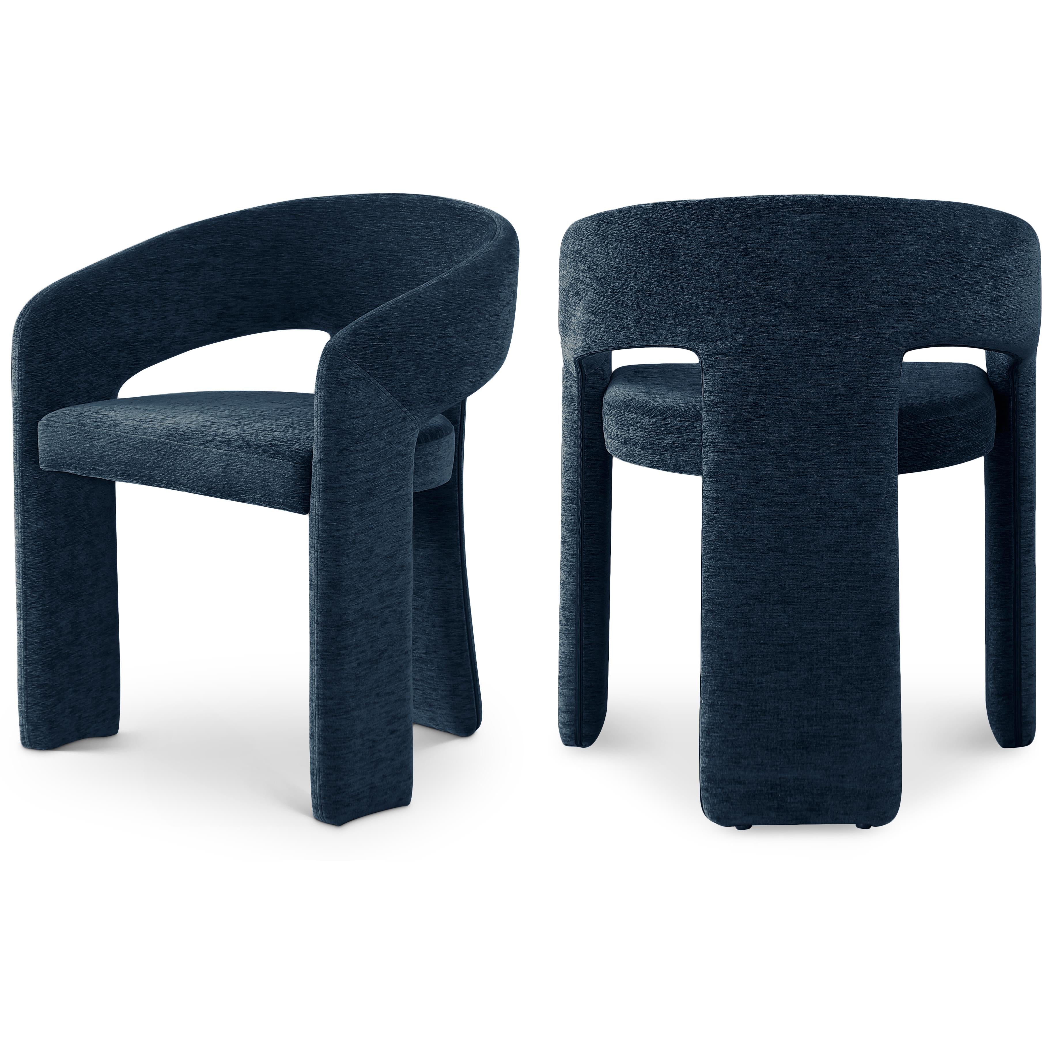 Meridian Rendition Navy Plush Fabric Dining Chair