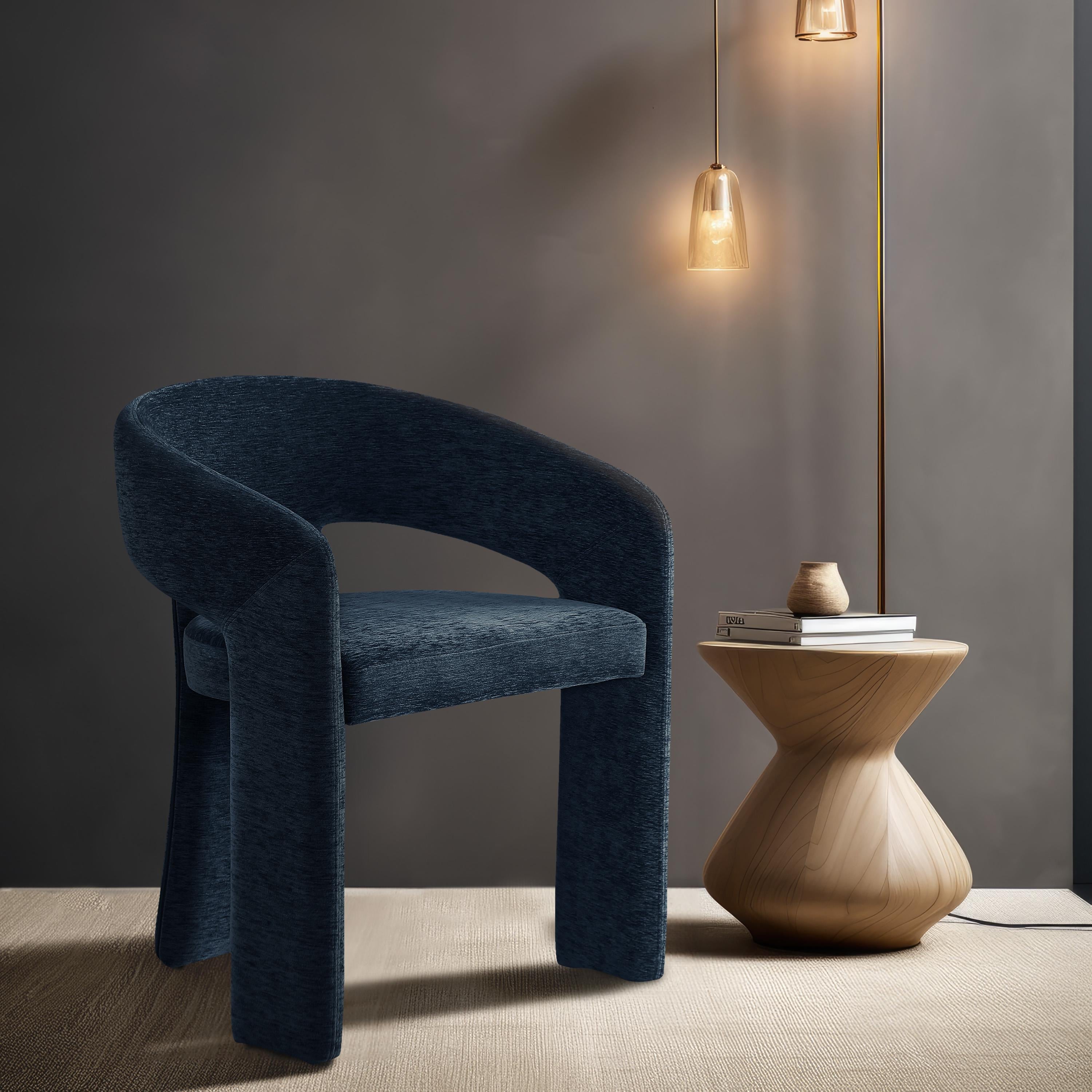 Meridian Rendition Navy Plush Fabric Dining Chair