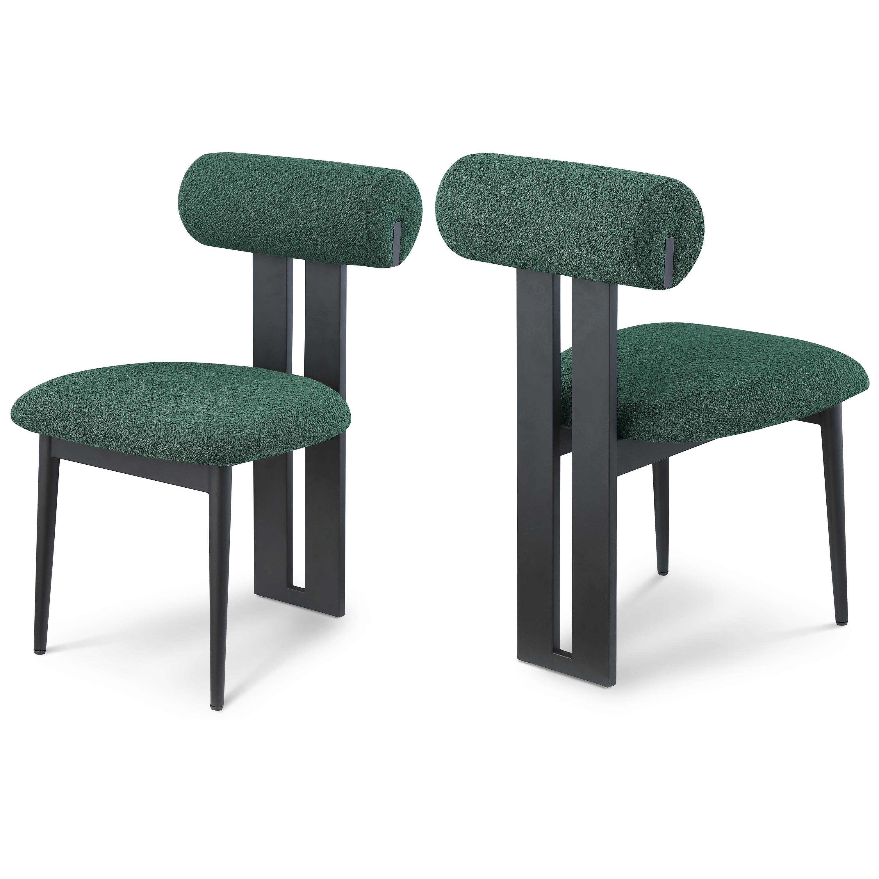 Meridian Dario Green Boucle Fabric Dining Chair