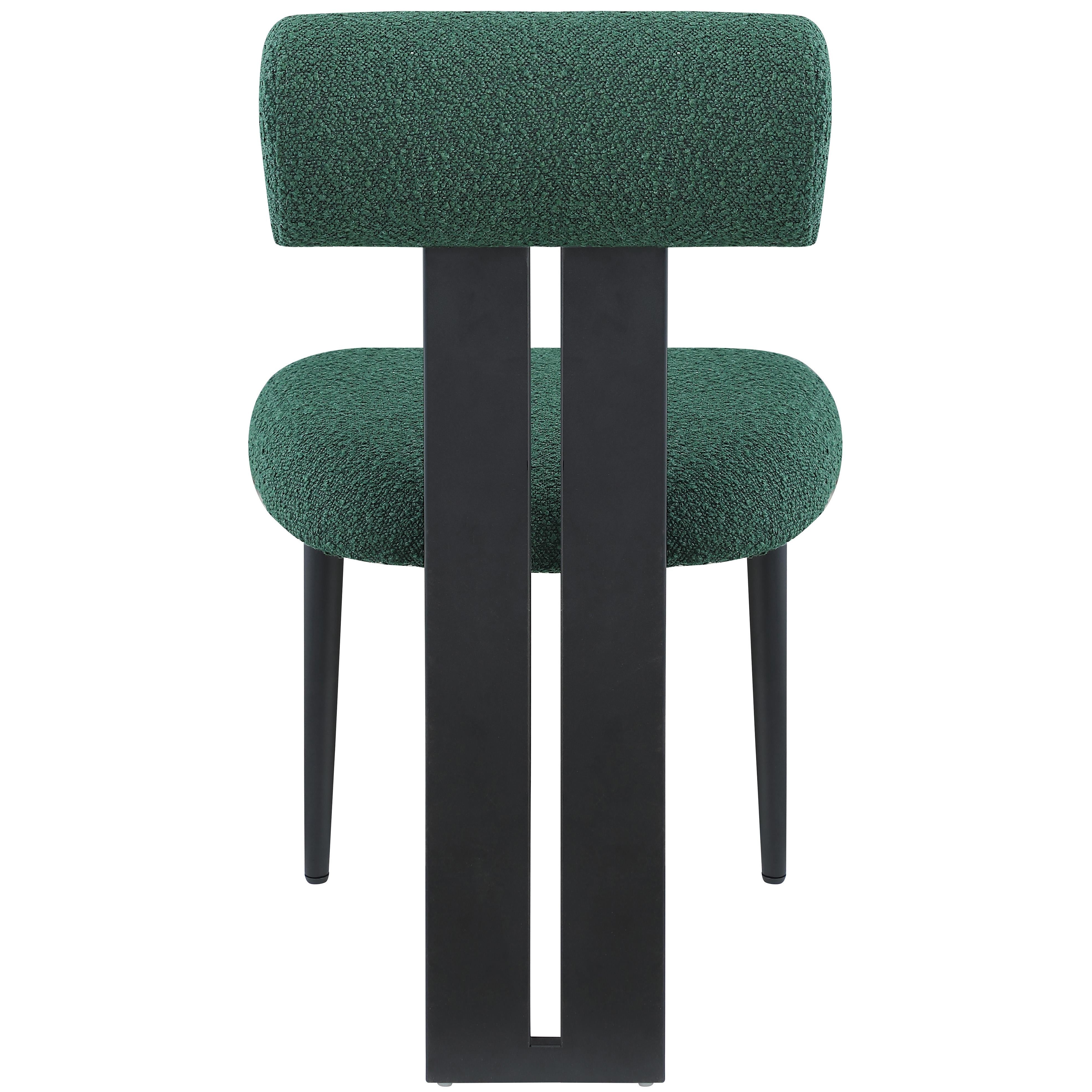 Meridian Dario Green Boucle Fabric Dining Chair