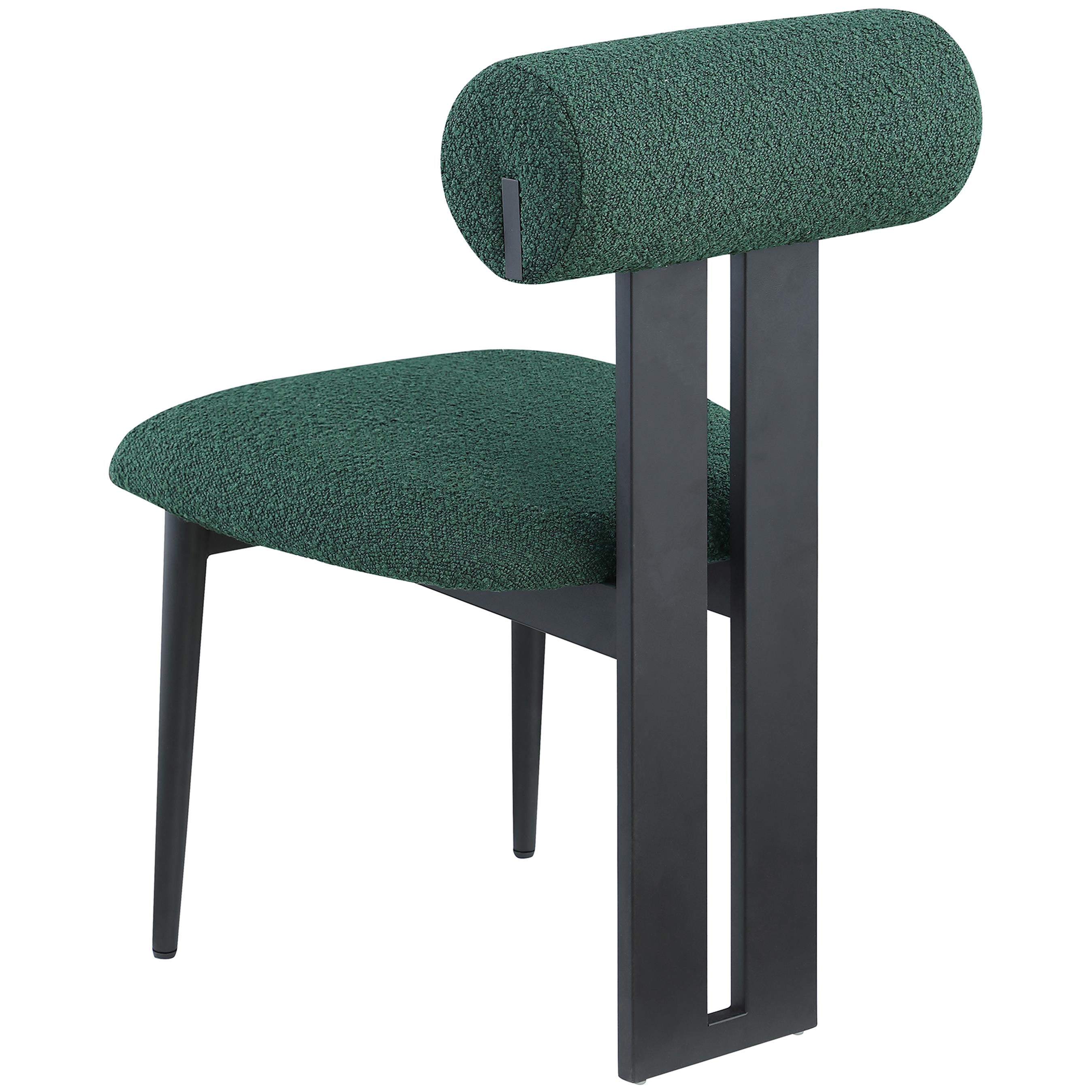 Meridian Dario Green Boucle Fabric Dining Chair