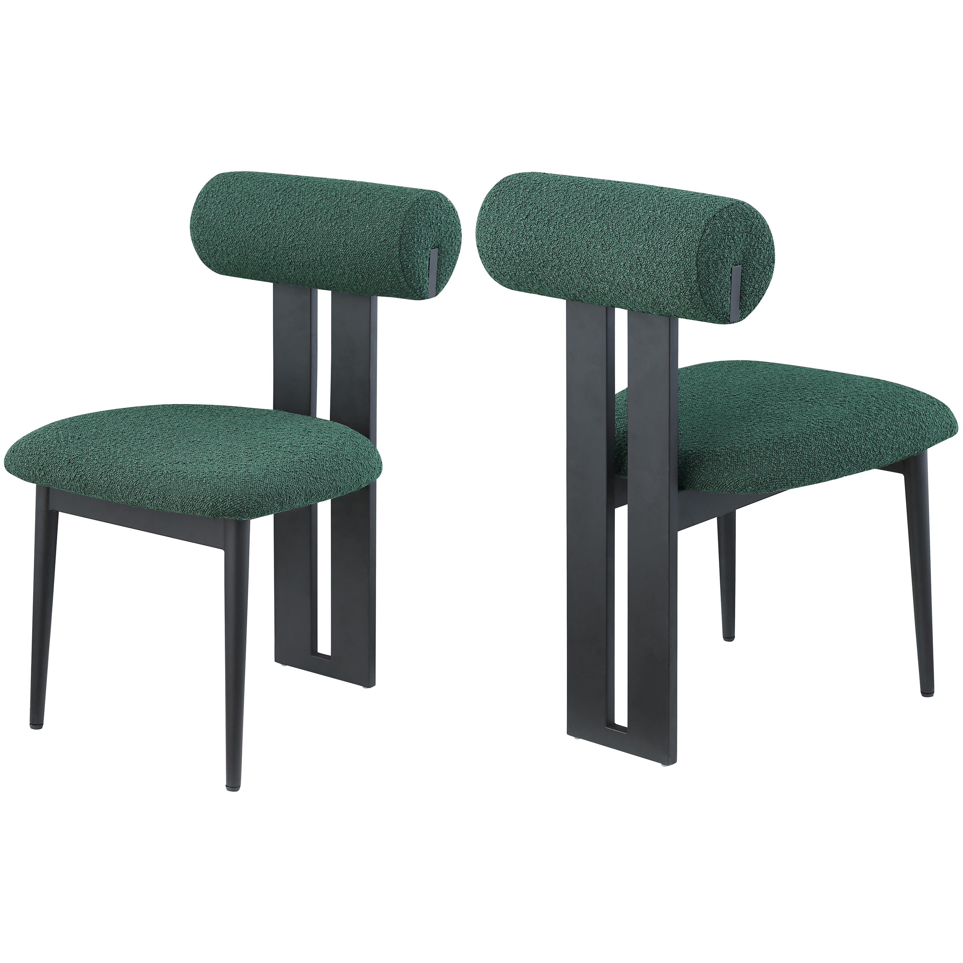 Meridian Dario Green Boucle Fabric Dining Chair