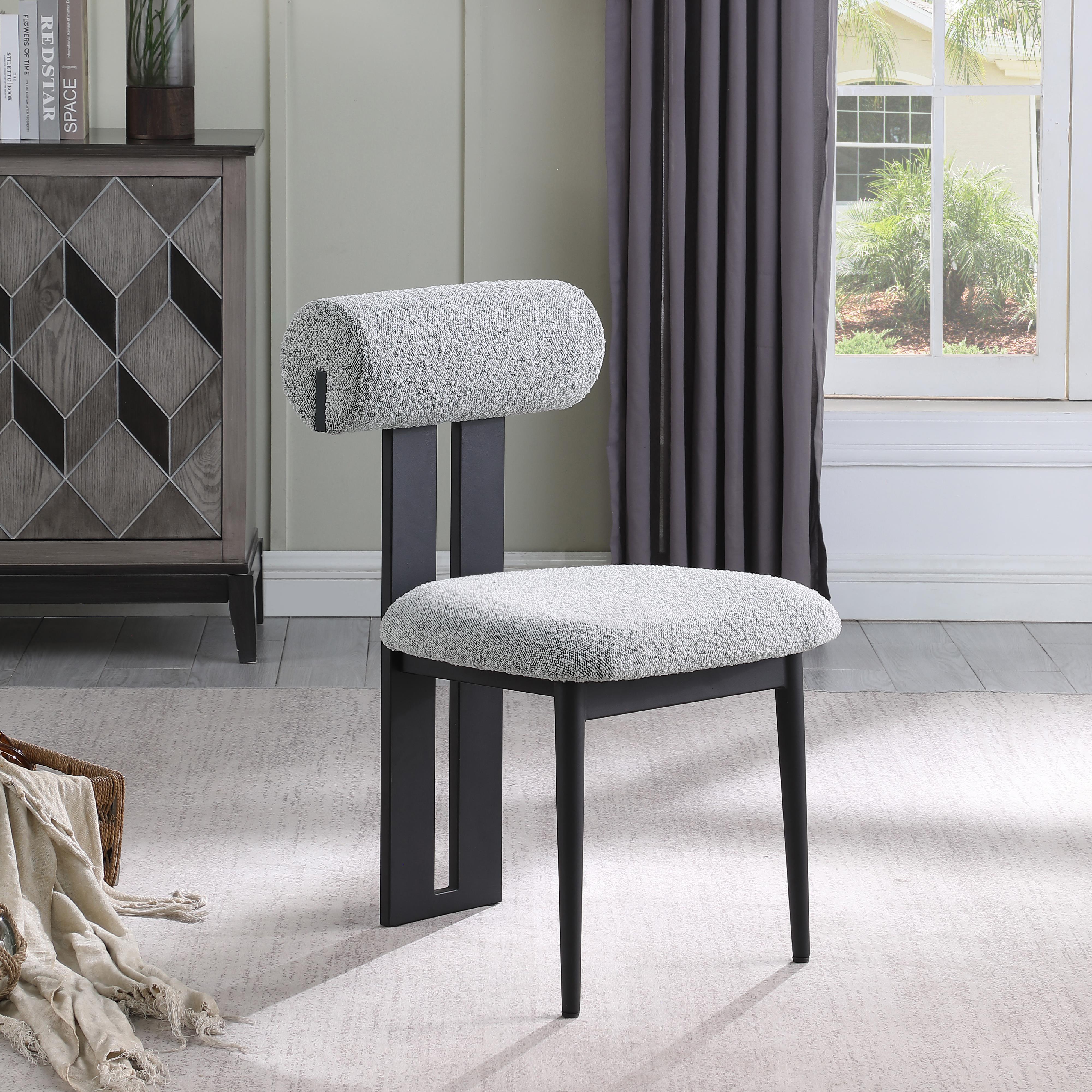 Meridian Dario Grey Boucle Fabric Dining Chair