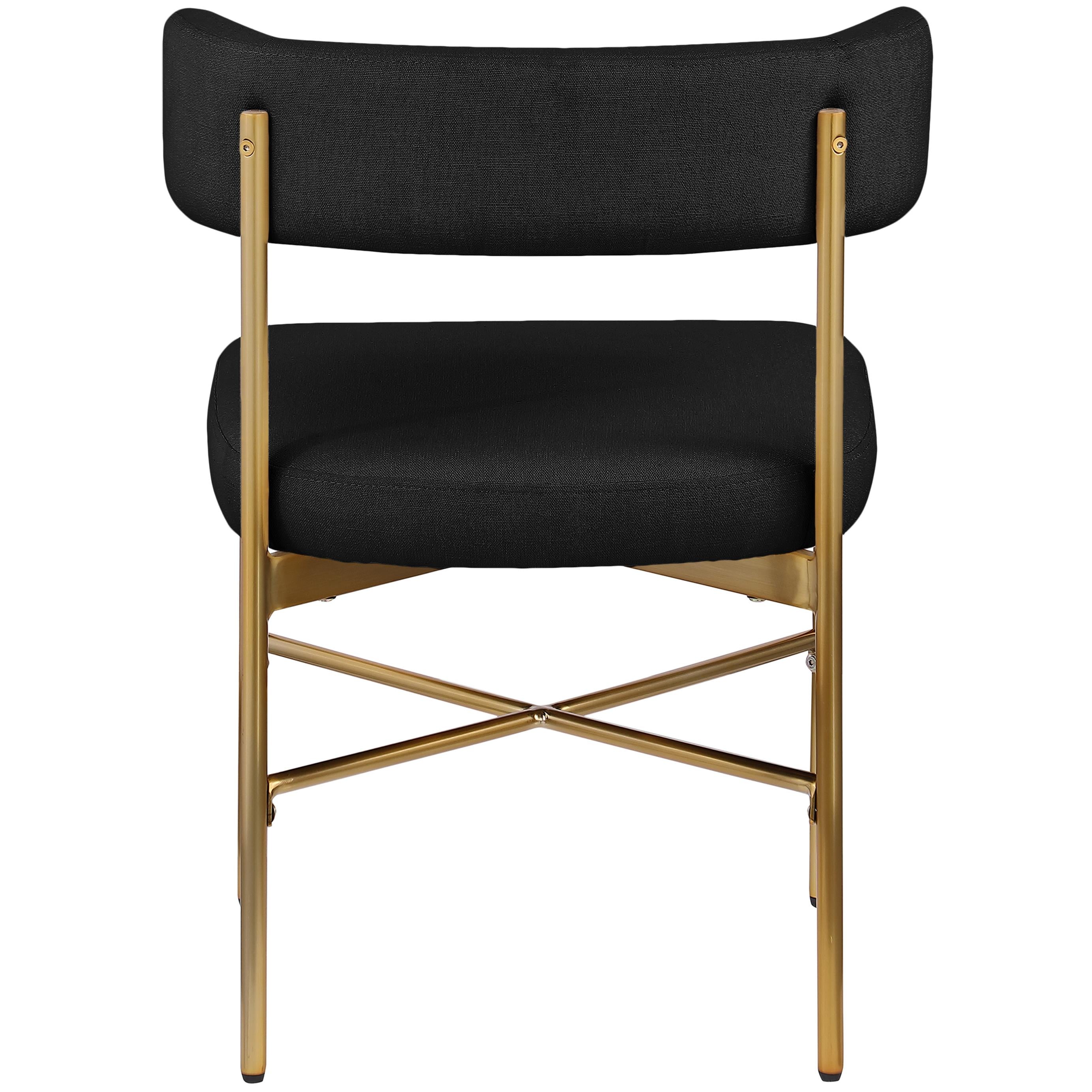 Meridian Rivage Black Durable Linen Textured Fabric Dining Chair