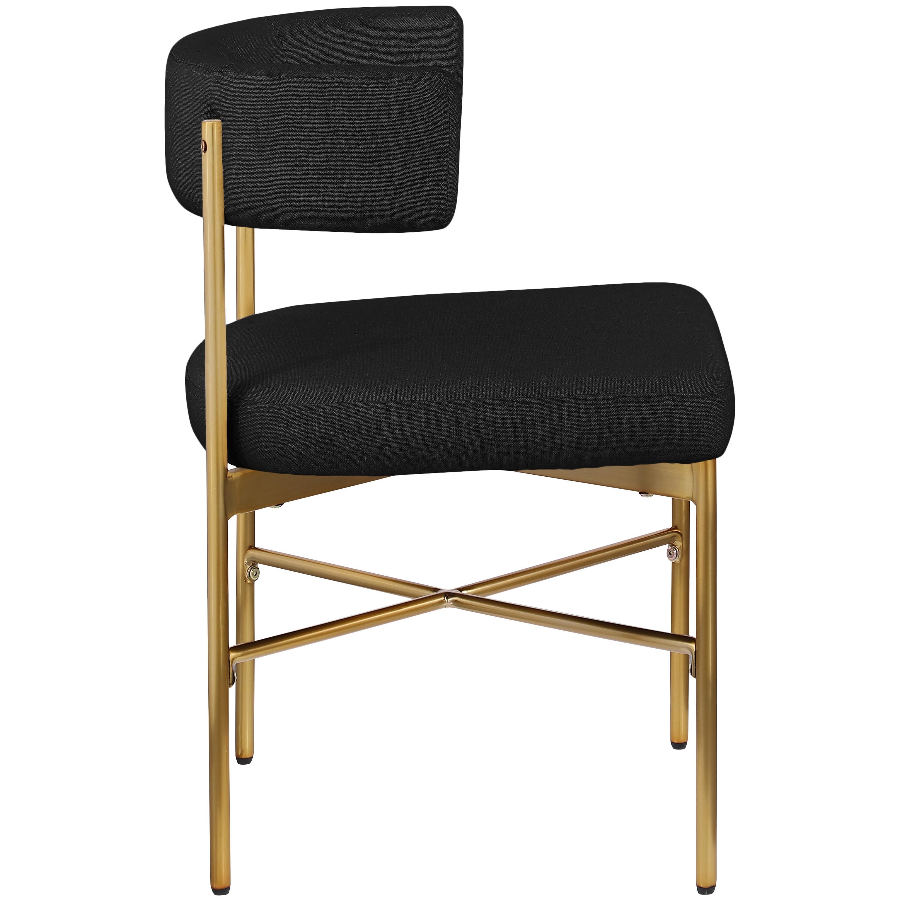 Meridian Rivage Black Durable Linen Textured Fabric Dining Chair