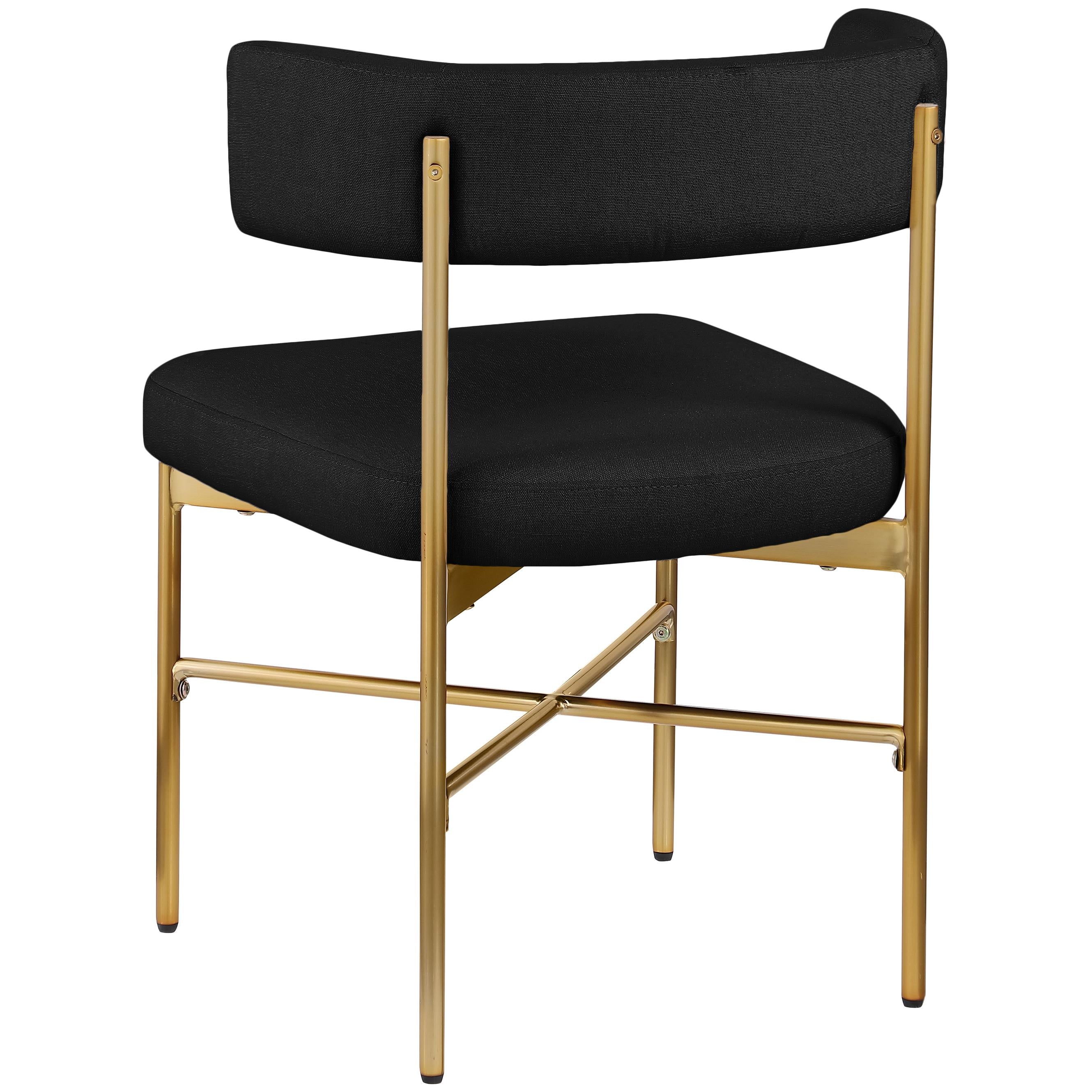 Meridian Rivage Black Durable Linen Textured Fabric Dining Chair