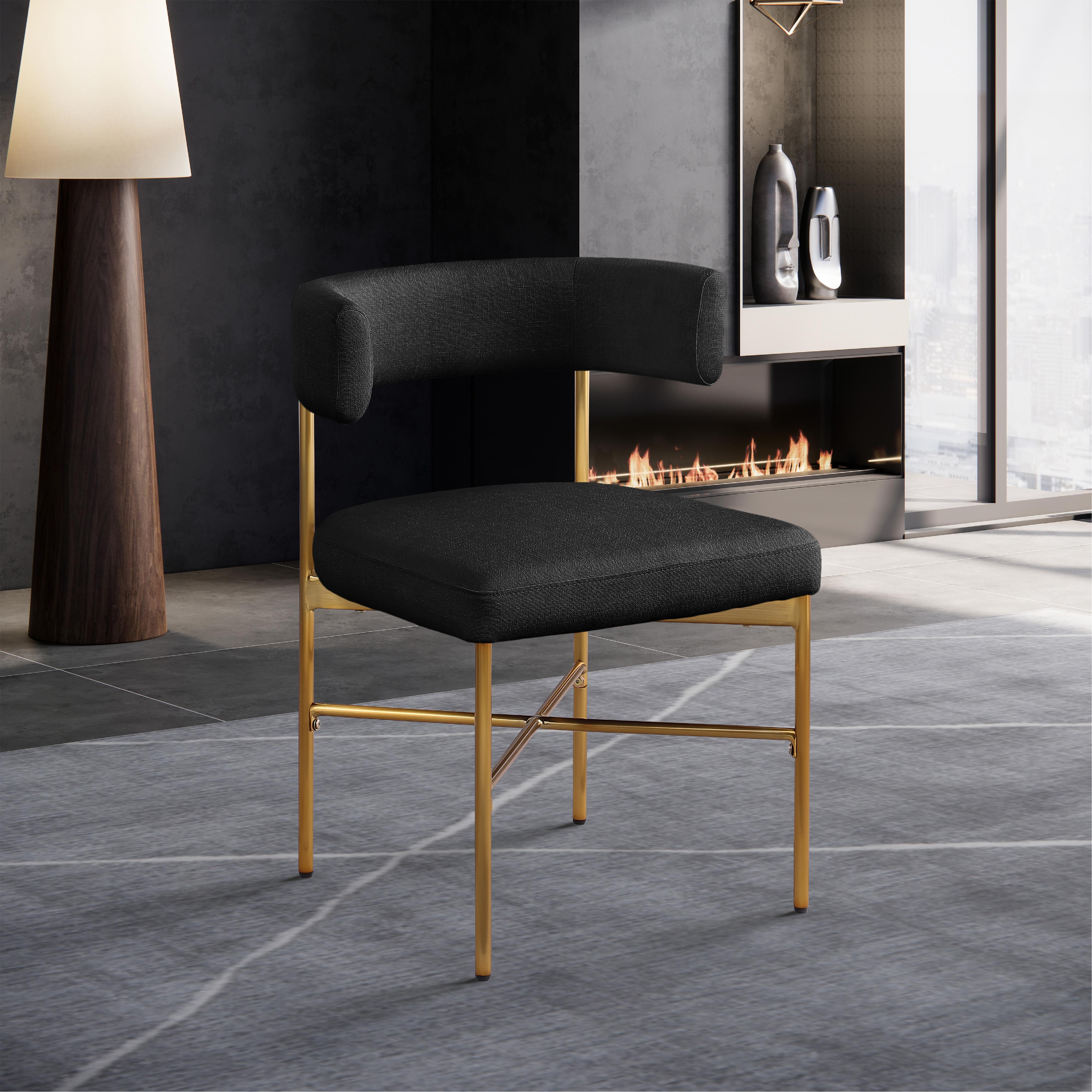 Meridian Rivage Black Durable Linen Textured Fabric Dining Chair