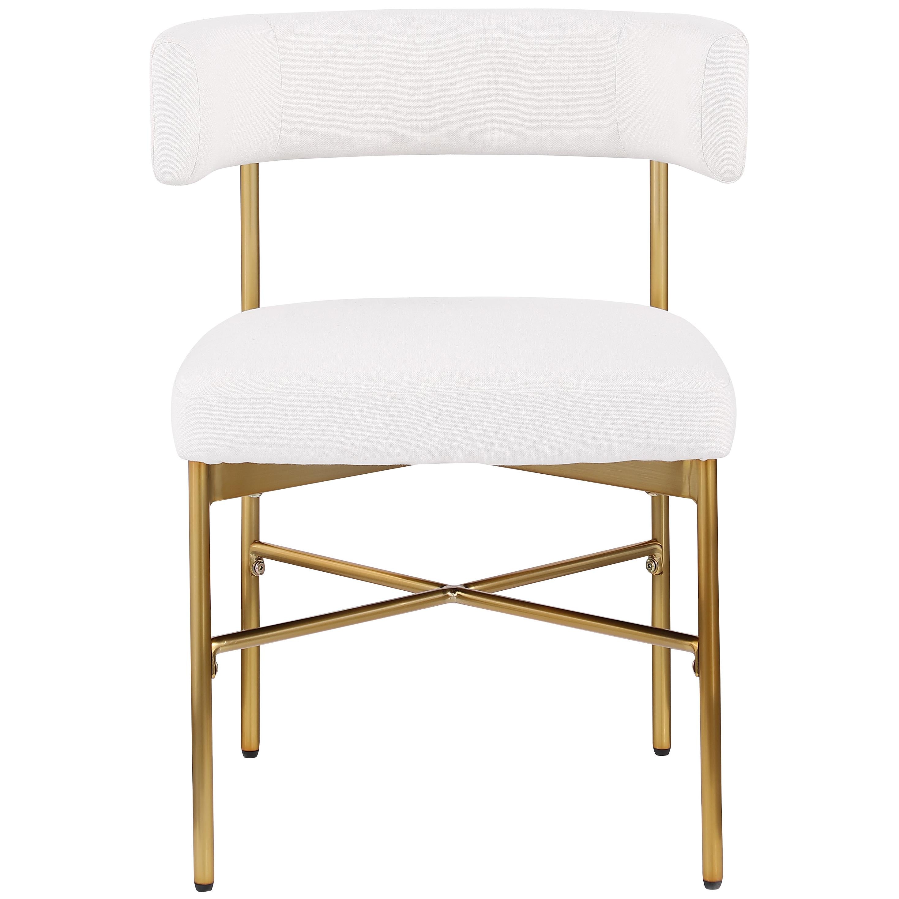 Meridian Rivage Cream Durable Linen Textured Fabric Dining Chair