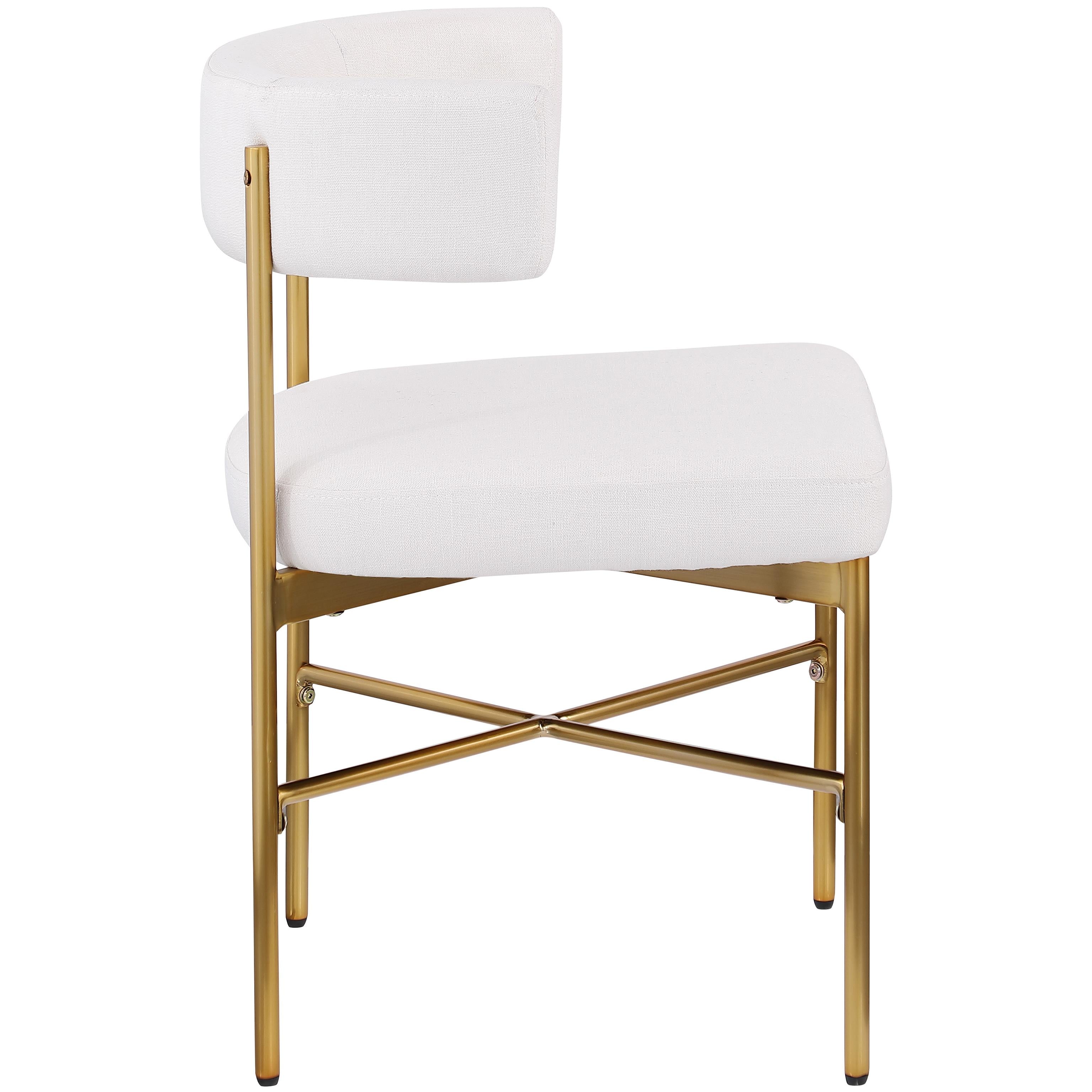 Meridian Rivage Cream Durable Linen Textured Fabric Dining Chair