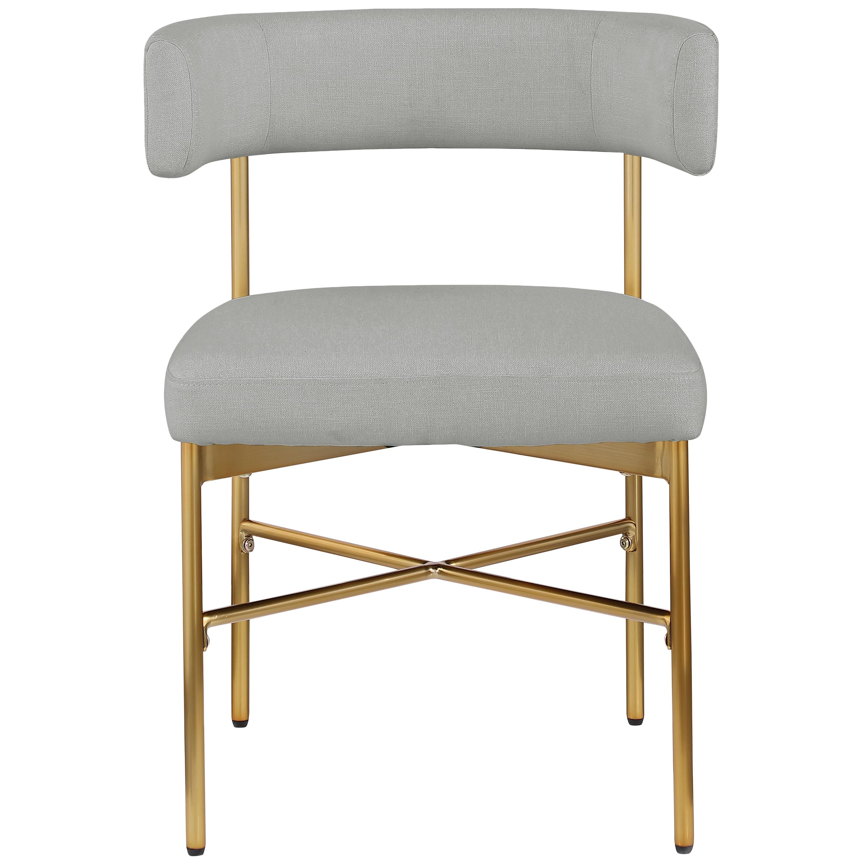 Meridian Rivage Light Grey Durable Linen Textured Fabric Dining Chair