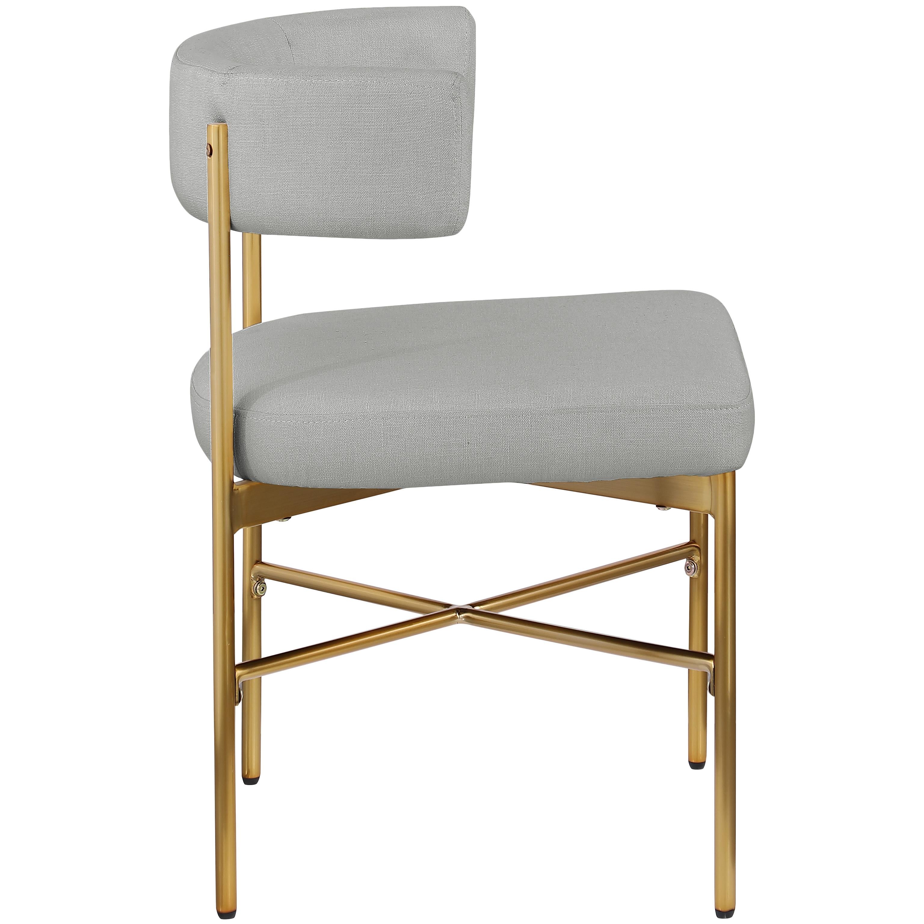 Meridian Rivage Light Grey Durable Linen Textured Fabric Dining Chair