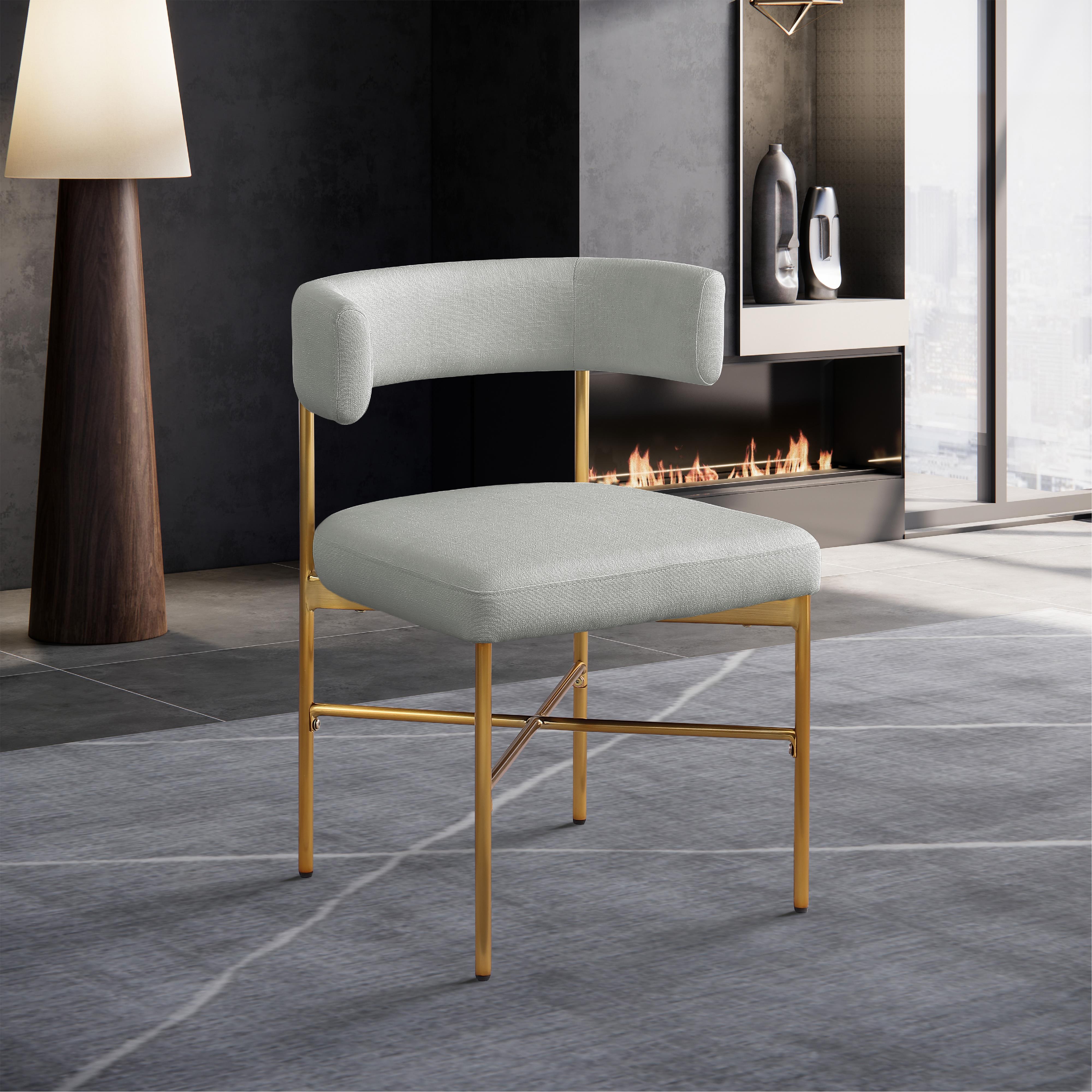 Meridian Rivage Light Grey Durable Linen Textured Fabric Dining Chair