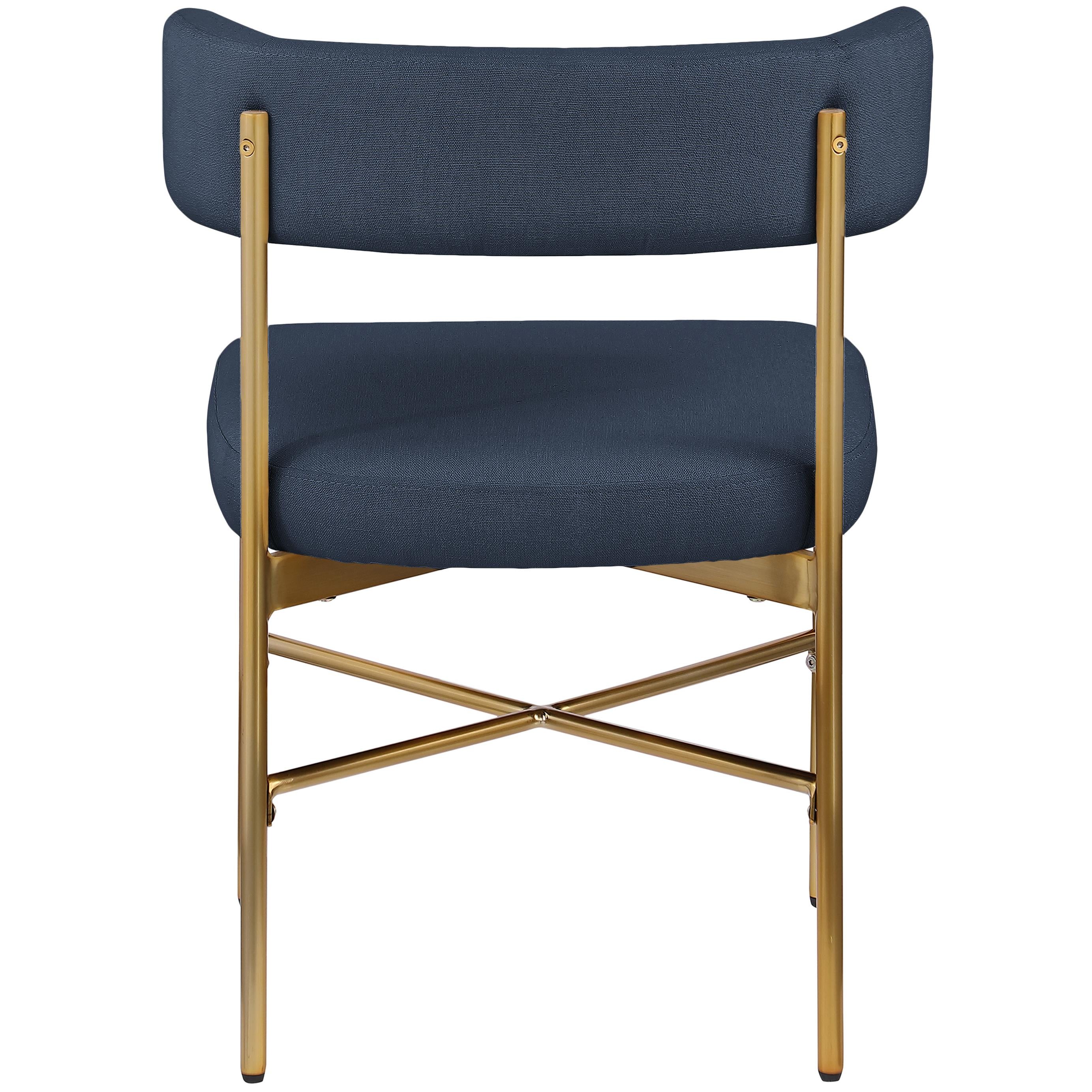 Meridian Rivage Deep Navy Durable Linen Textured Fabric Dining Chair