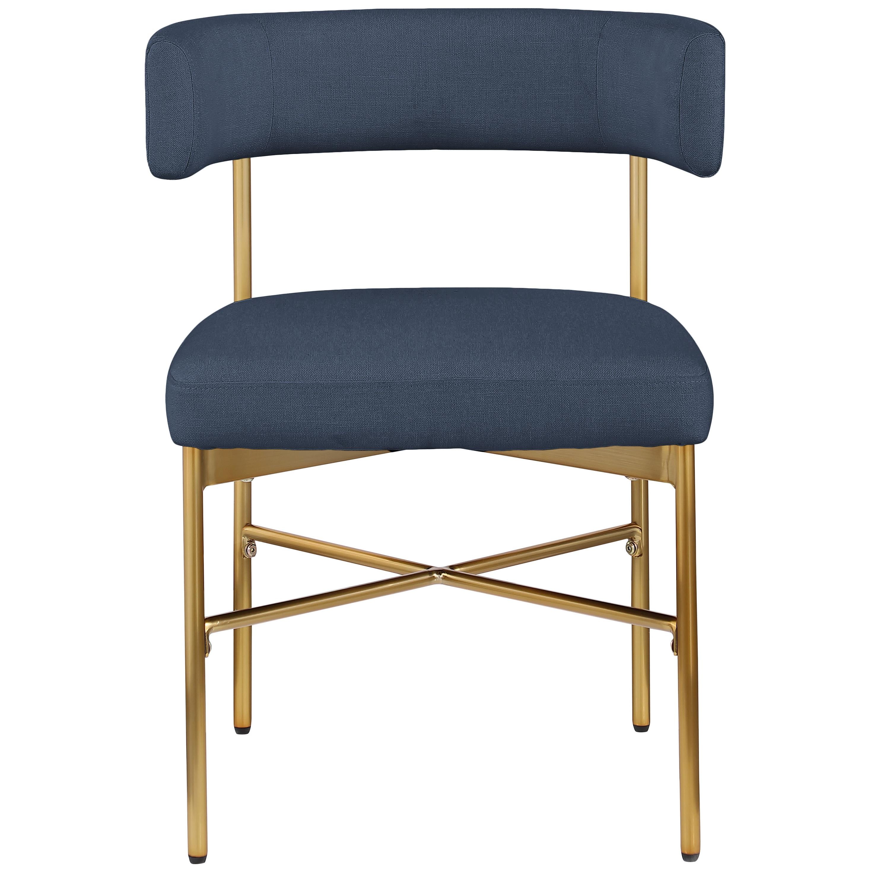Meridian Rivage Deep Navy Durable Linen Textured Fabric Dining Chair
