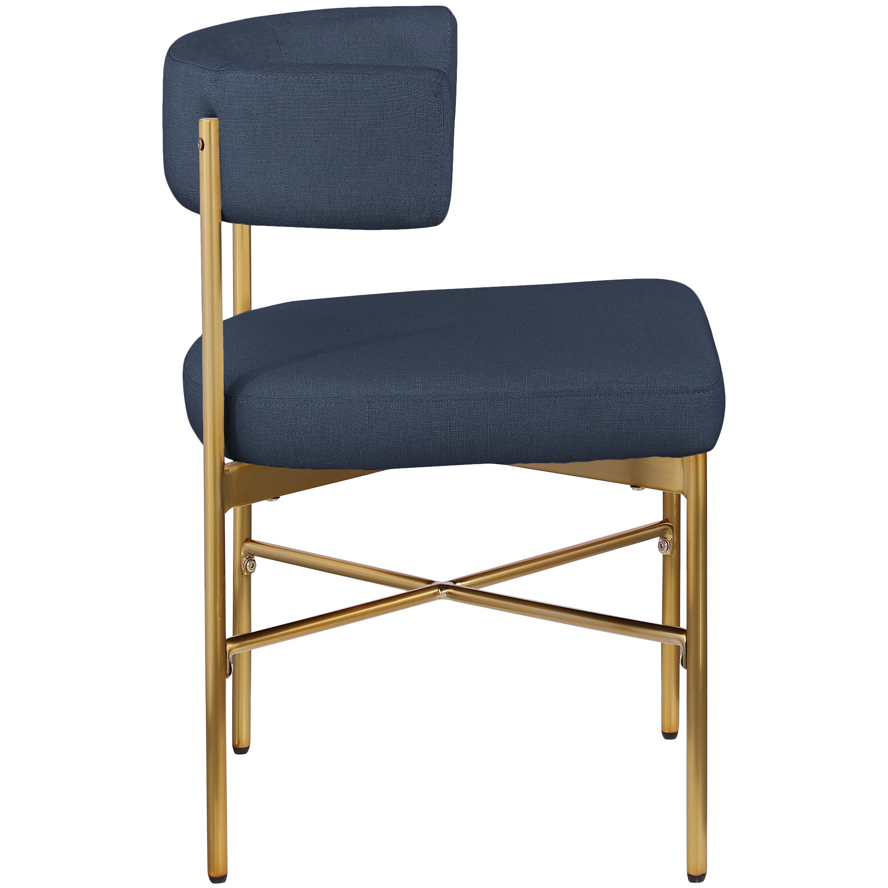 Meridian Rivage Deep Navy Durable Linen Textured Fabric Dining Chair