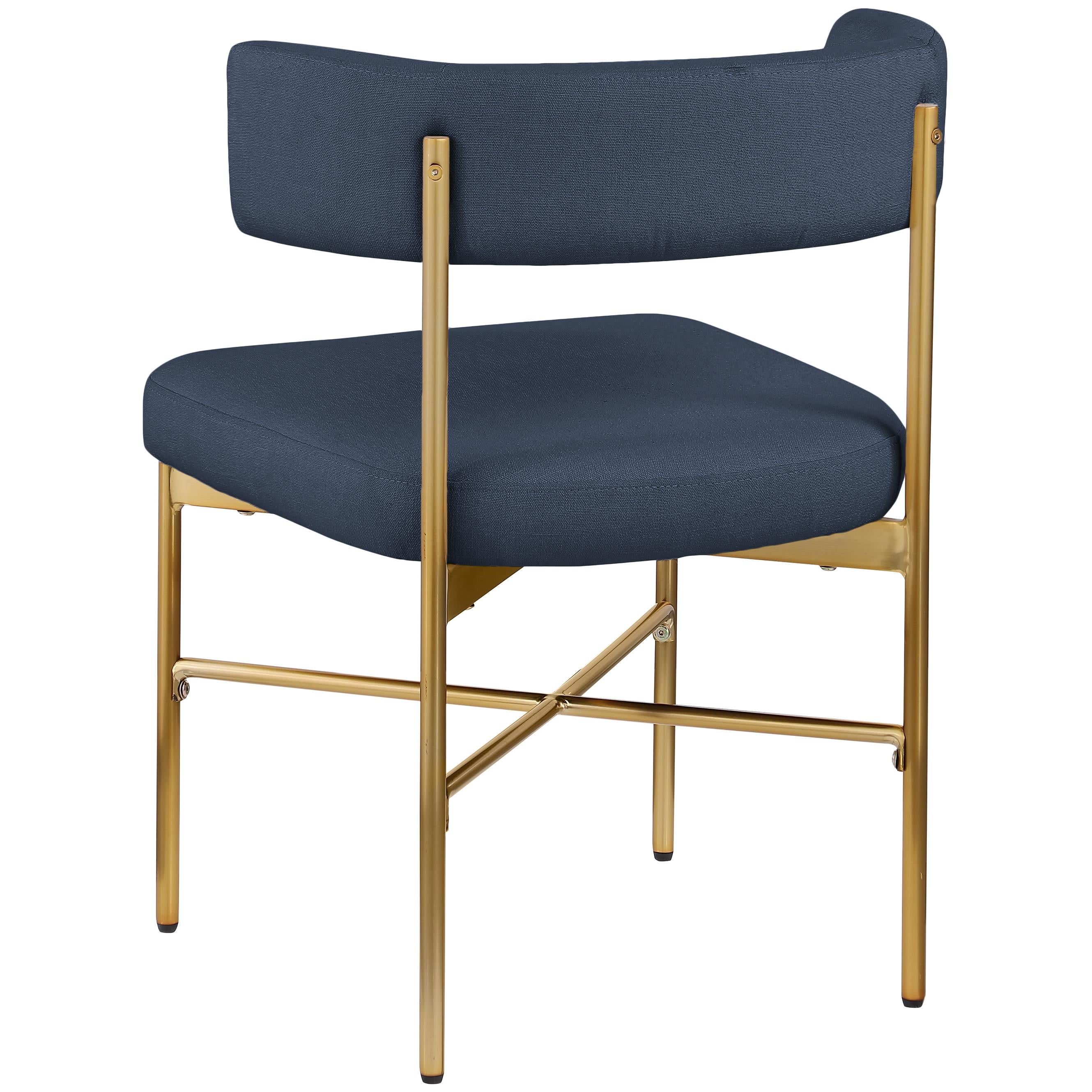 Meridian Rivage Deep Navy Durable Linen Textured Fabric Dining Chair