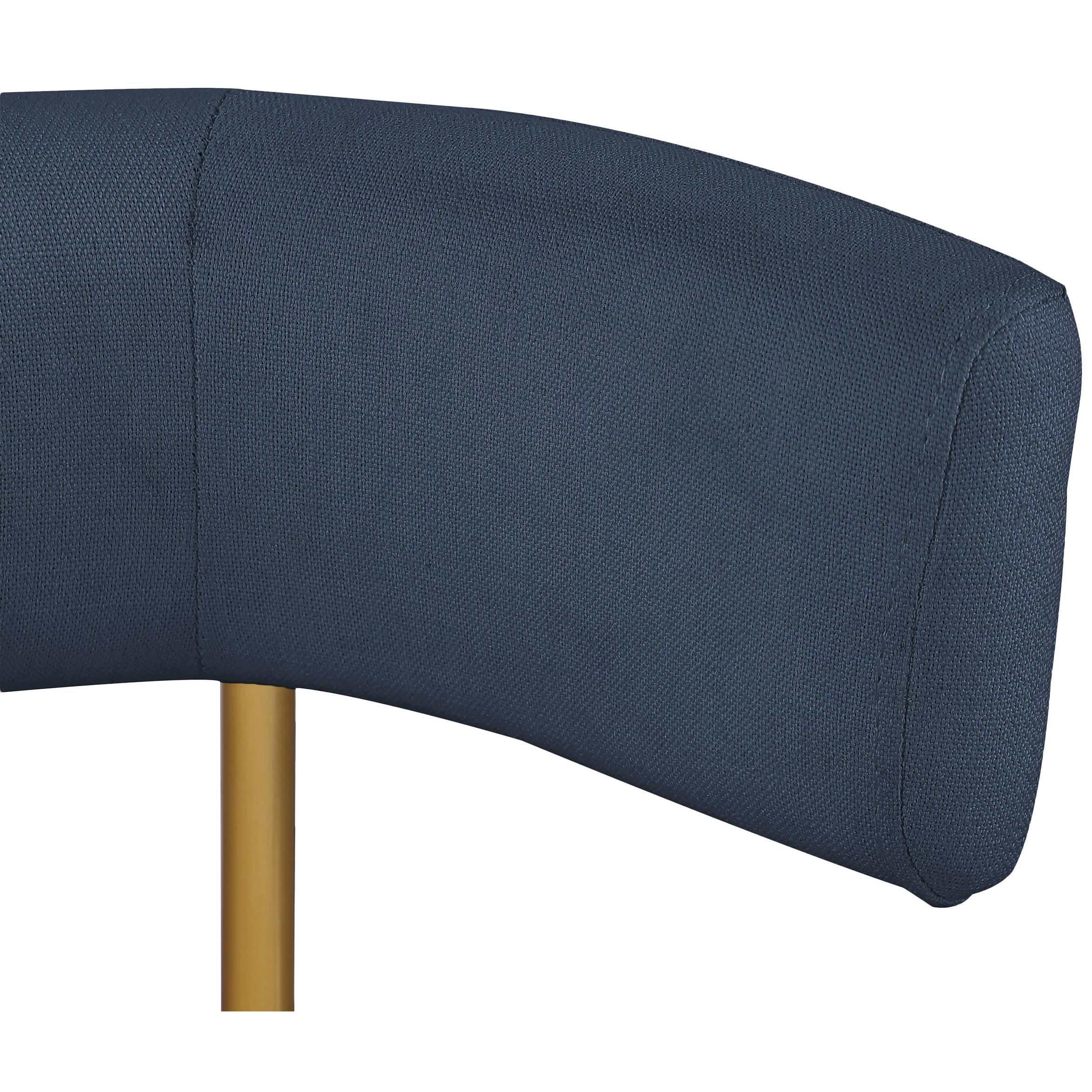 Meridian Rivage Deep Navy Durable Linen Textured Fabric Dining Chair