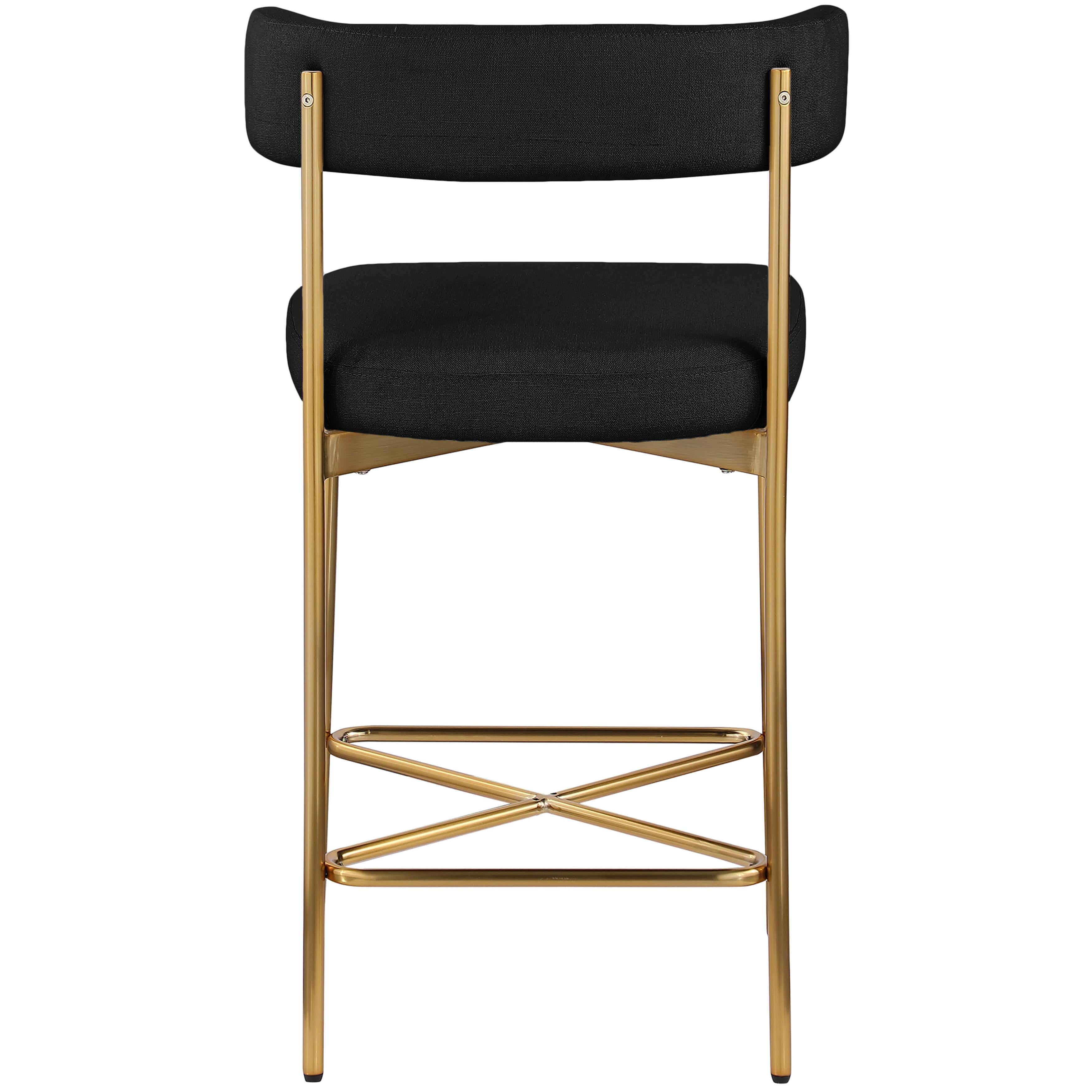 Meridian Rivage Black Durable Linen Textured Fabric Stool