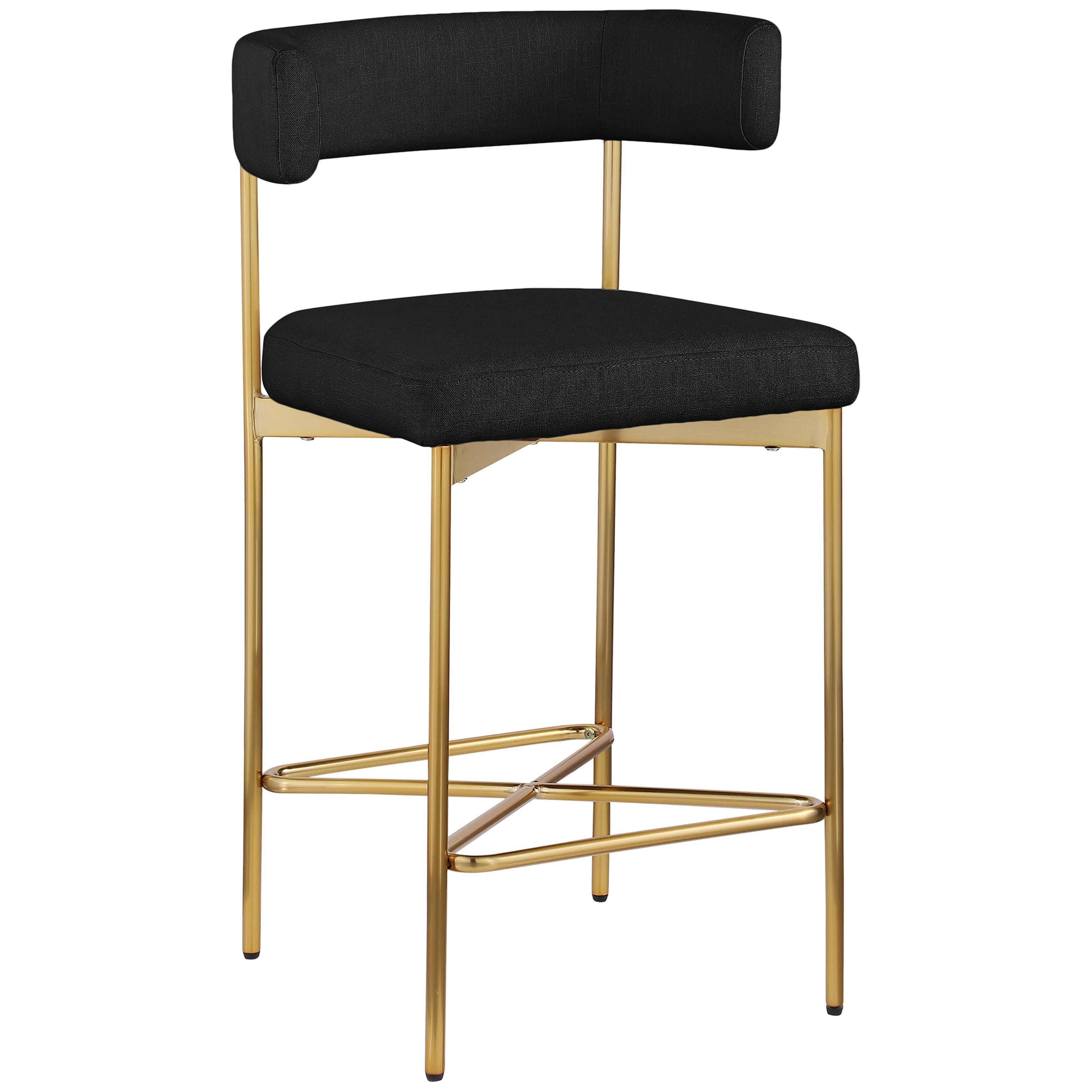 Meridian Rivage Black Durable Linen Textured Fabric Stool