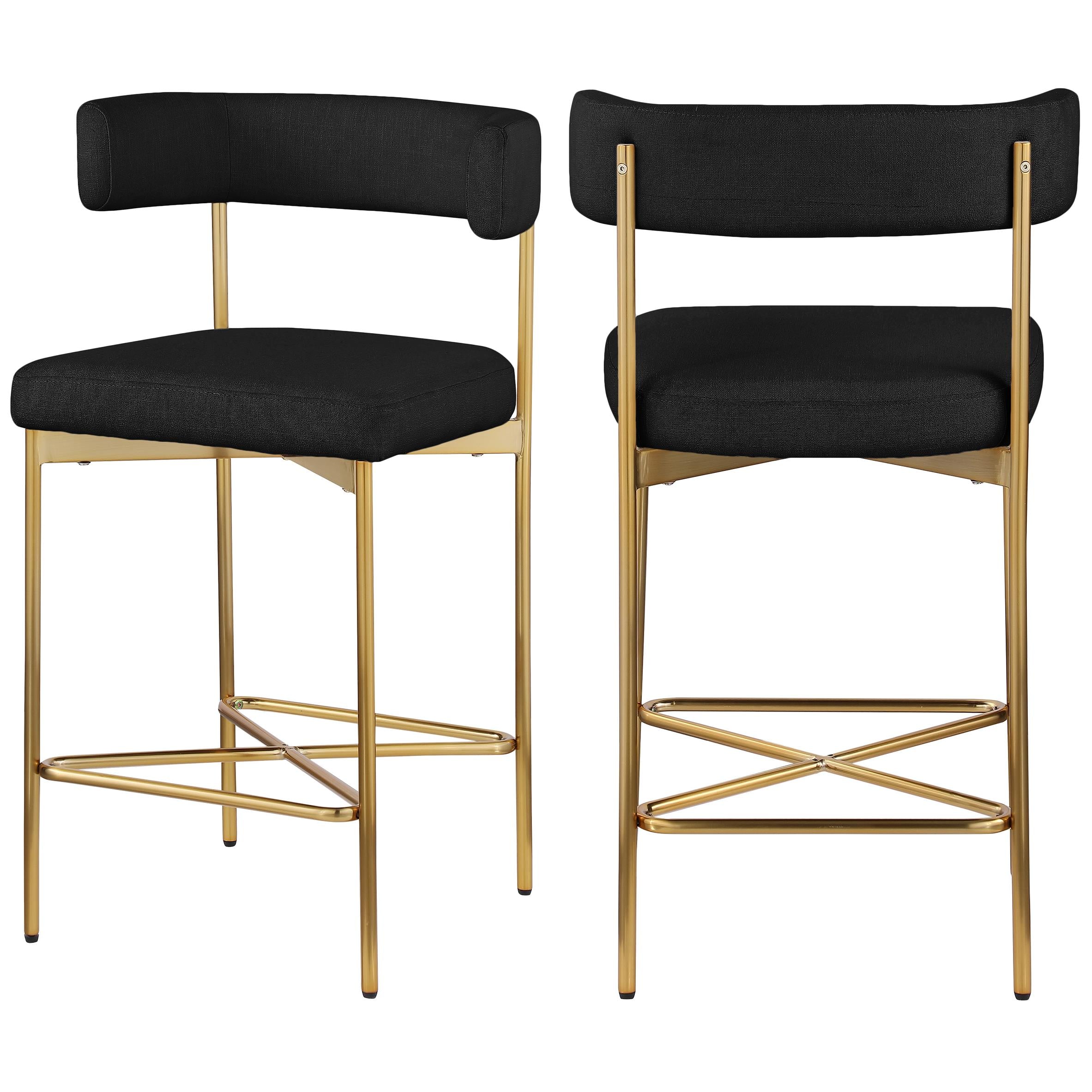 Meridian Rivage Black Durable Linen Textured Fabric Stool