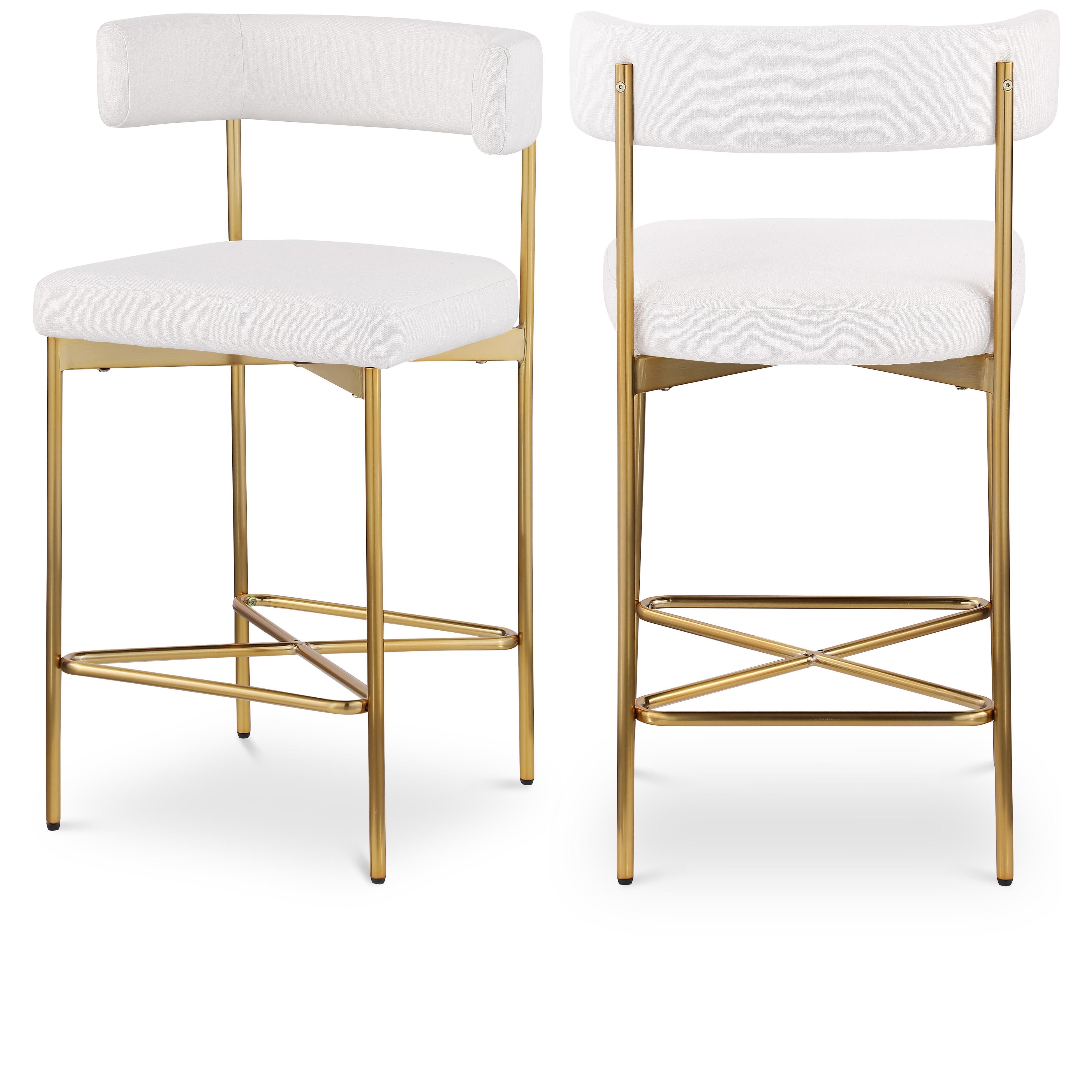 Meridian Rivage Cream Durable Linen Textured Fabric Stool