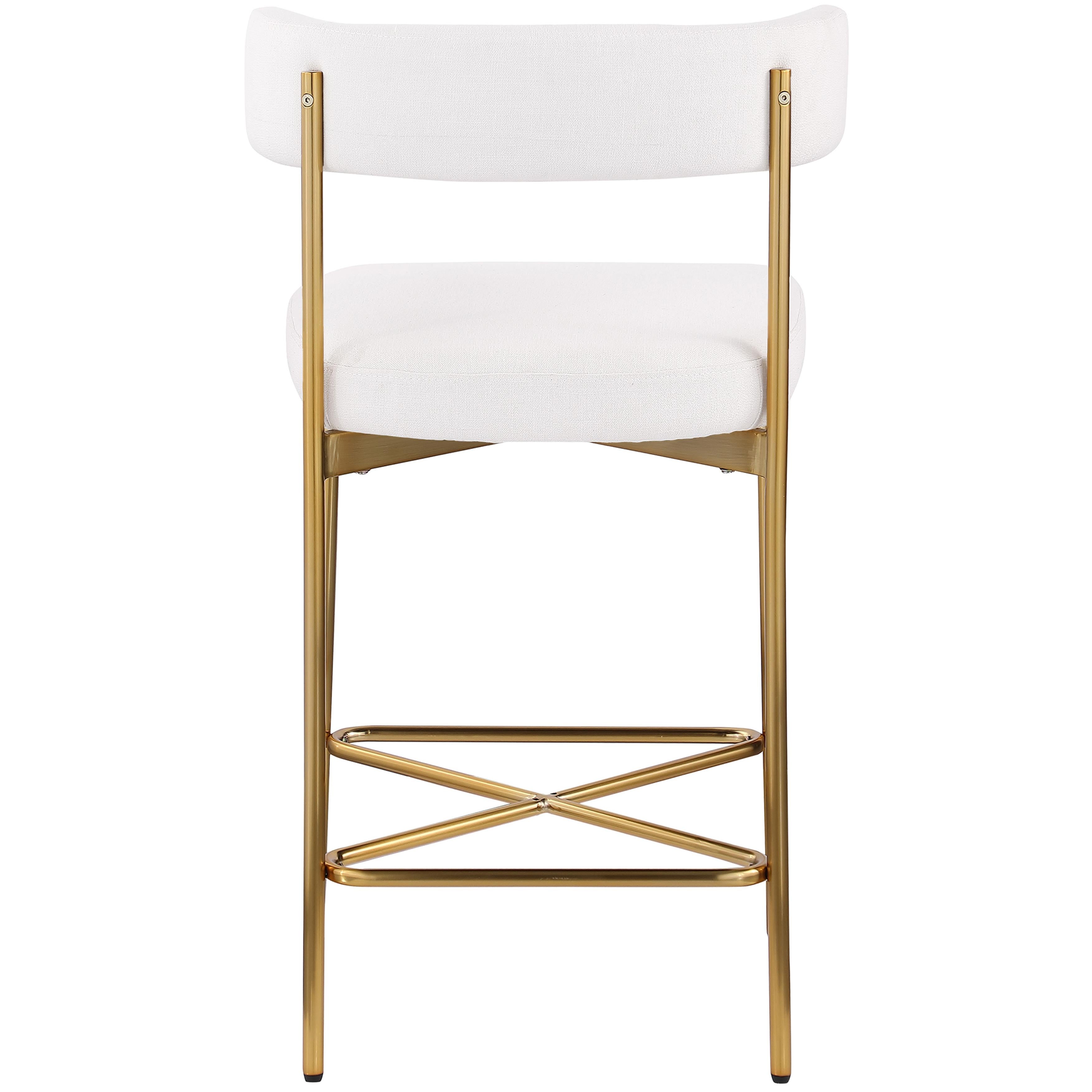 Meridian Rivage Cream Durable Linen Textured Fabric Stool