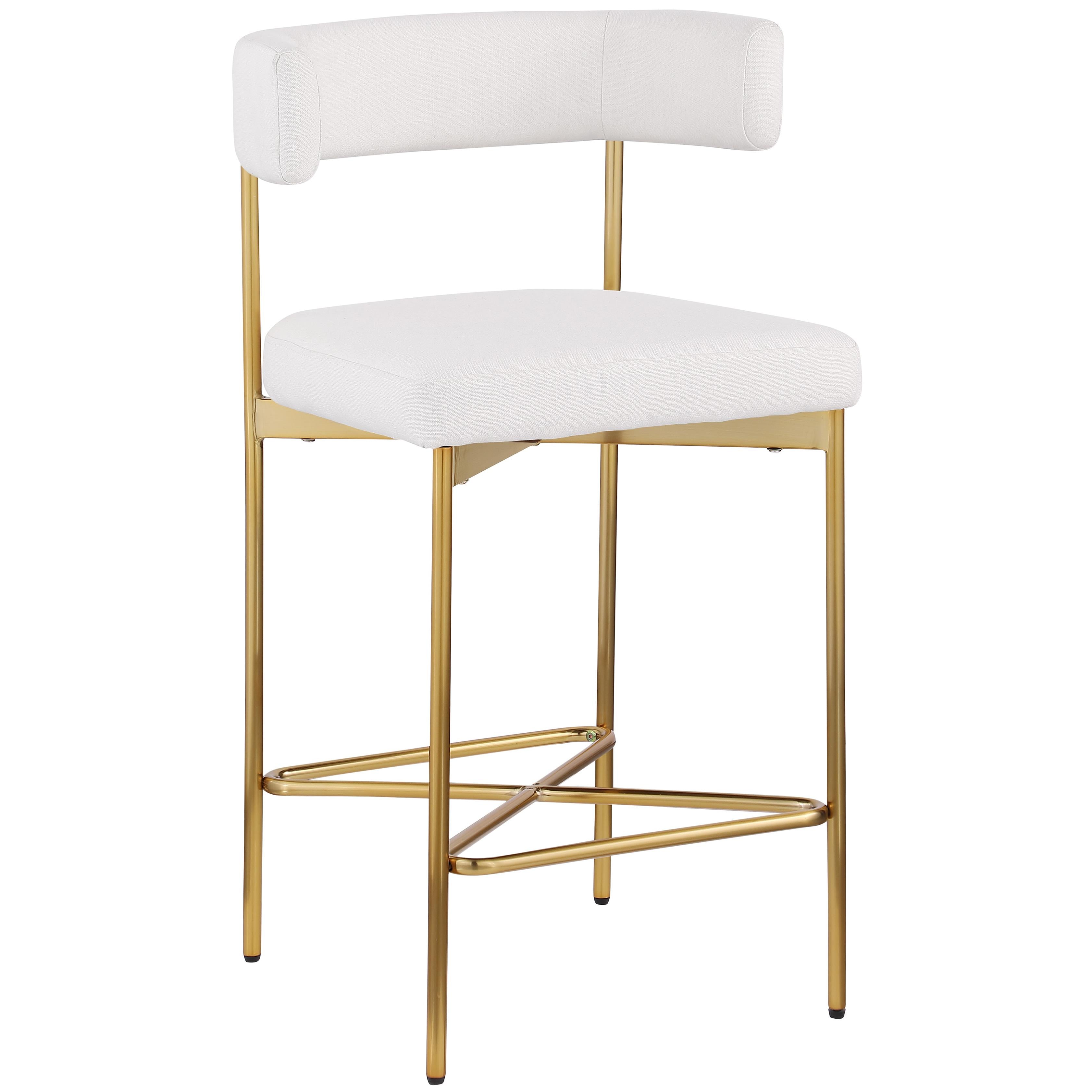 Meridian Rivage Cream Durable Linen Textured Fabric Stool