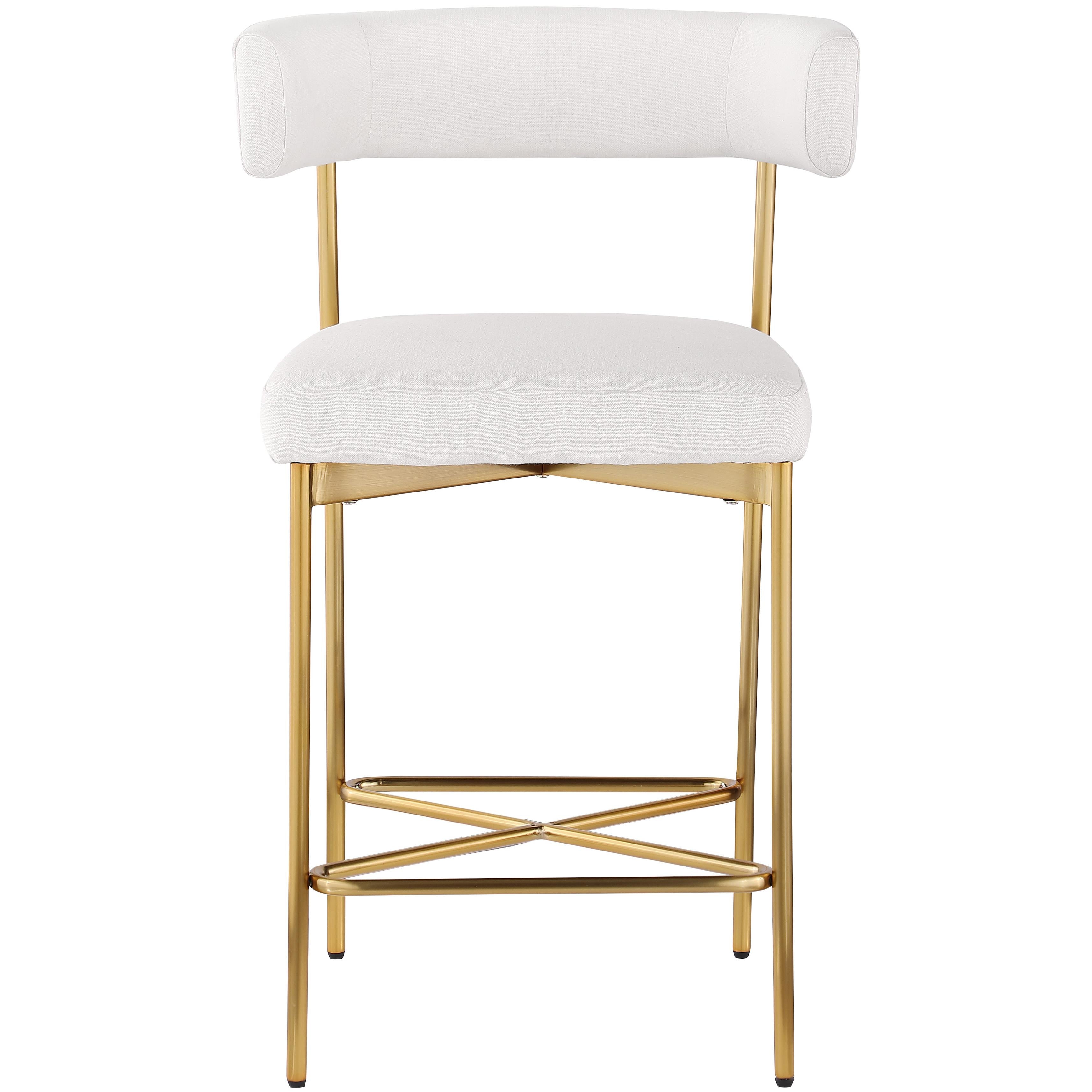 Meridian Rivage Cream Durable Linen Textured Fabric Stool