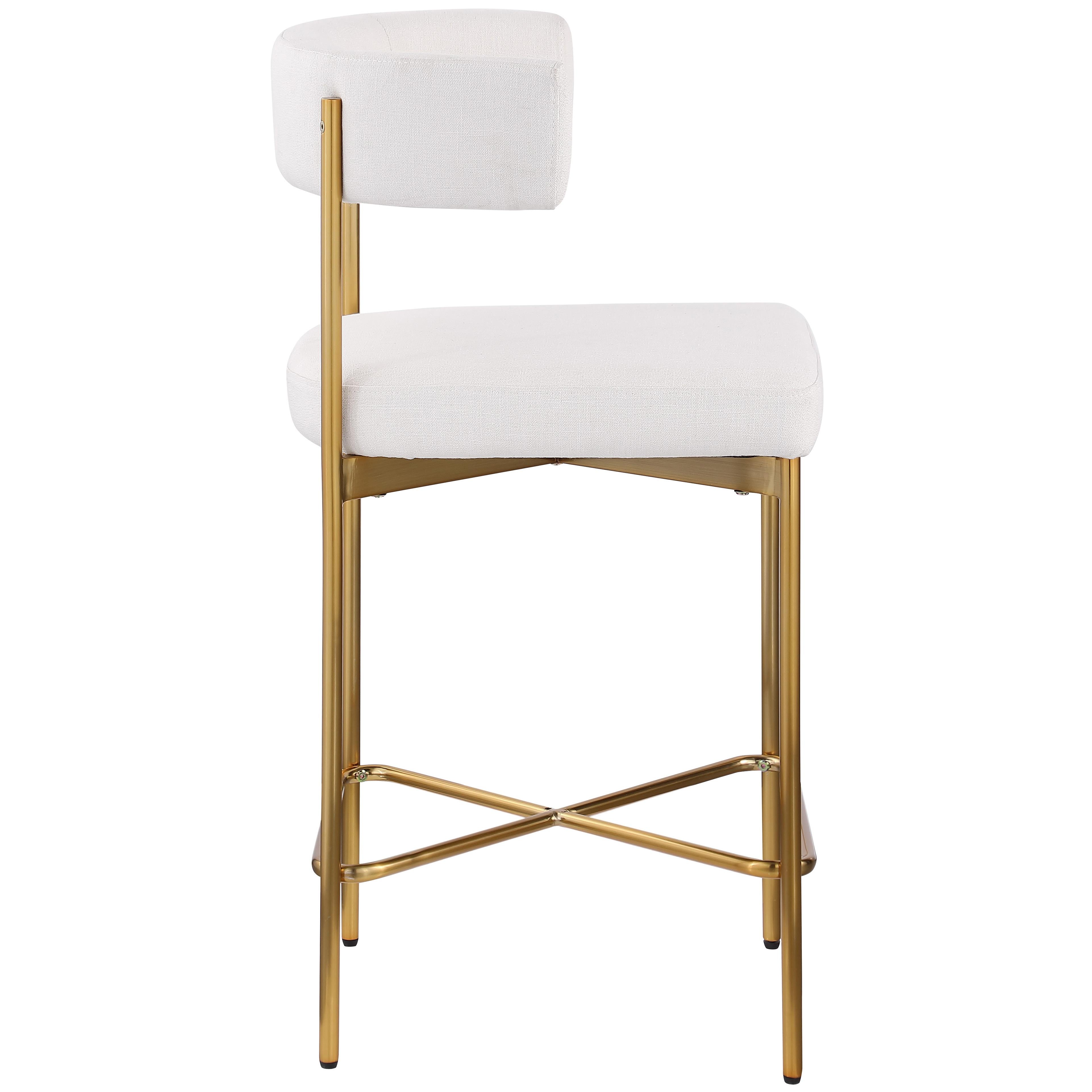 Meridian Rivage Cream Durable Linen Textured Fabric Stool