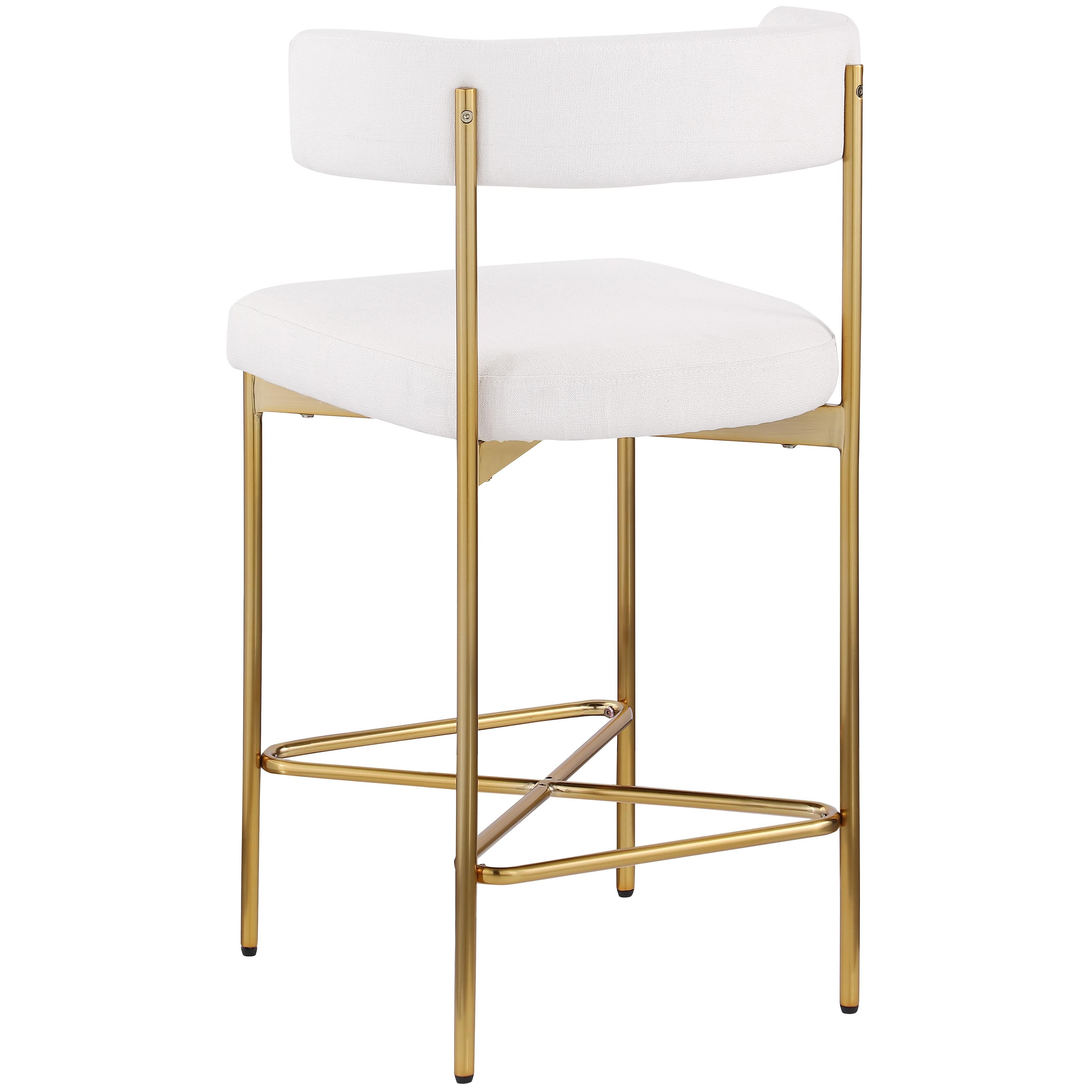 Meridian Rivage Cream Durable Linen Textured Fabric Stool